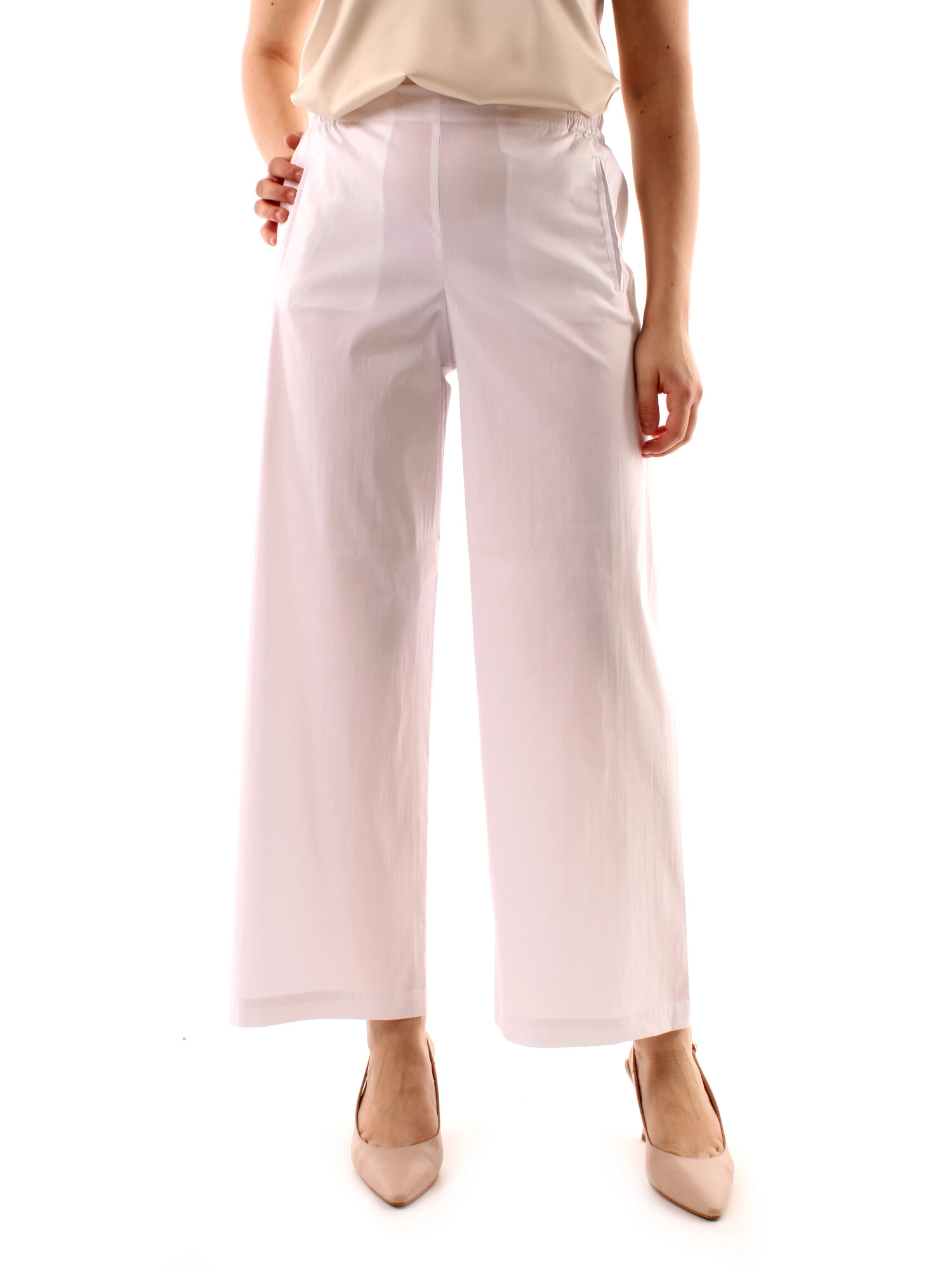 PANTALONI PALAZZO IN COTONE DONNA BIANCO