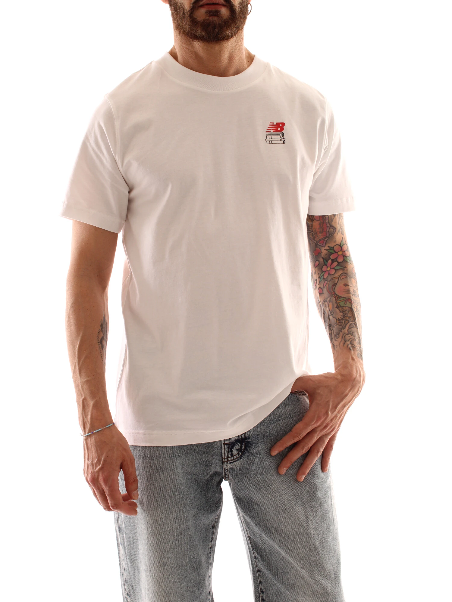 T-SHIRT MANICA CORTA E LOGO UOMO BIANCO