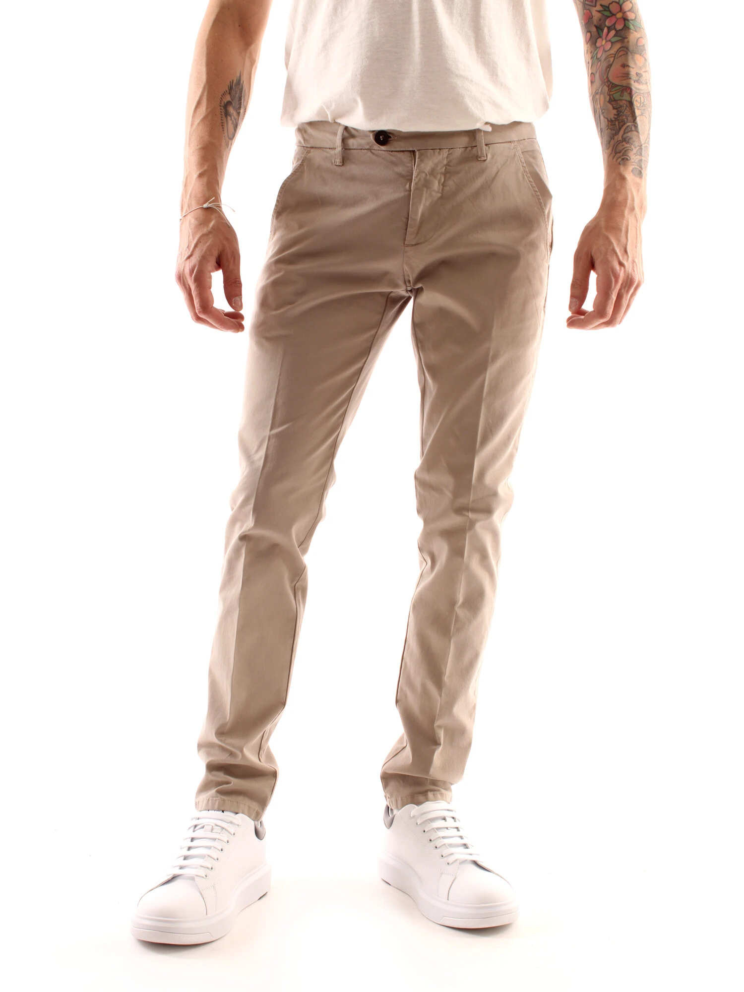 PANTALONI CHINO IN COTONE UOMO MARRONE