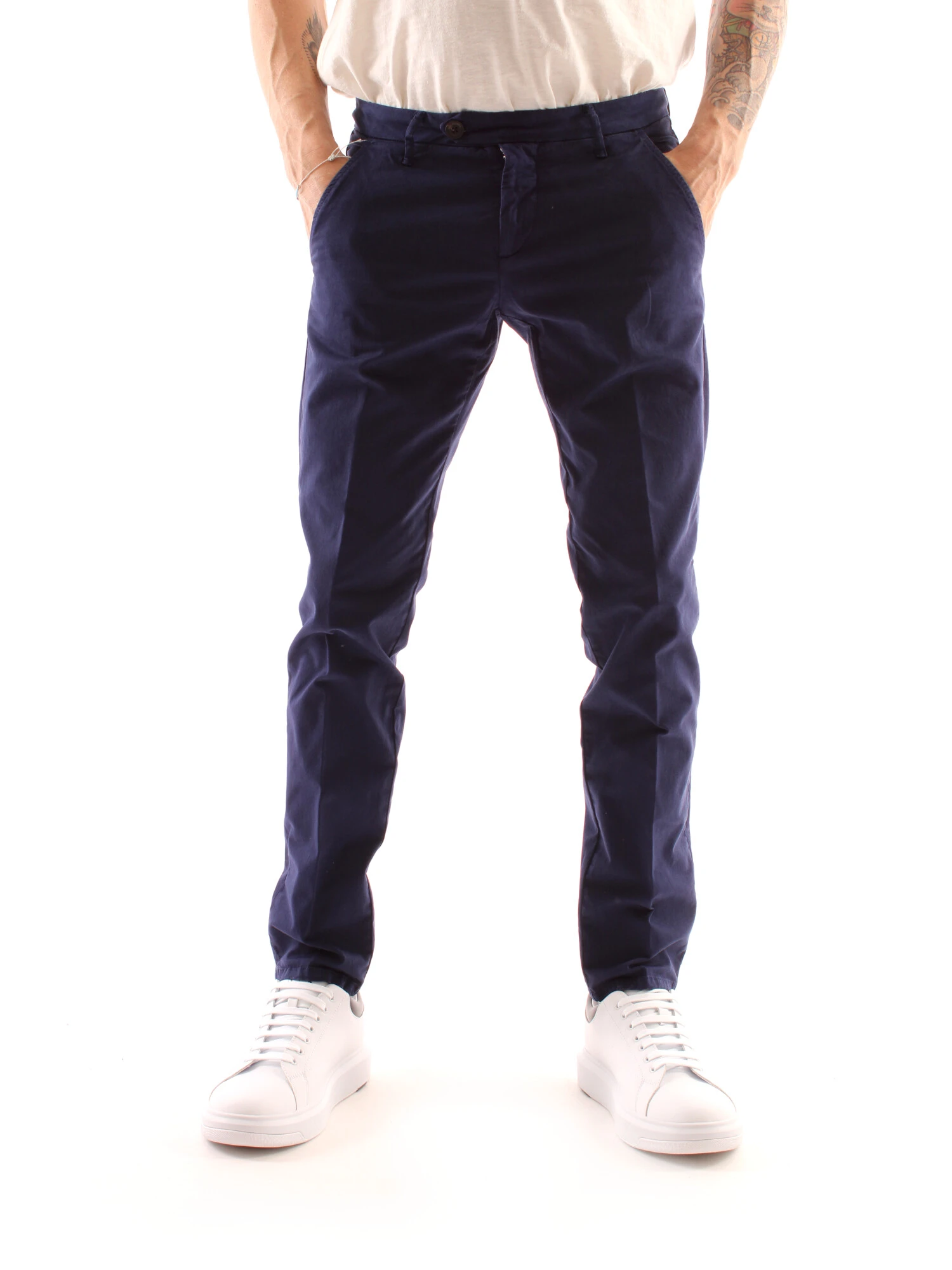 PANTALONI CHINO IN COTONE UOMO BLU