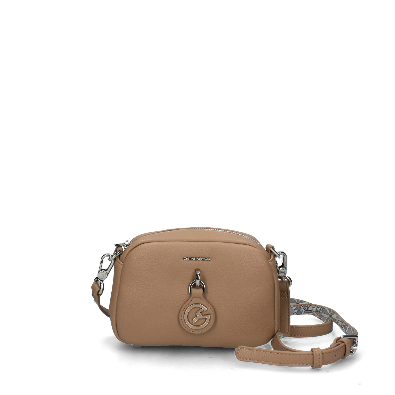 BORSA A TRACOLLA DENISE SOFT CON LOGO A CIONDOLO DONNA BEIGE