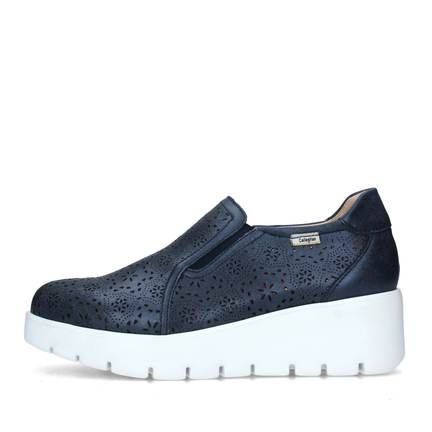 SNEAKERS SLIP ON CON ZEPPA TRAMA TRAFORATA DONNA BLU