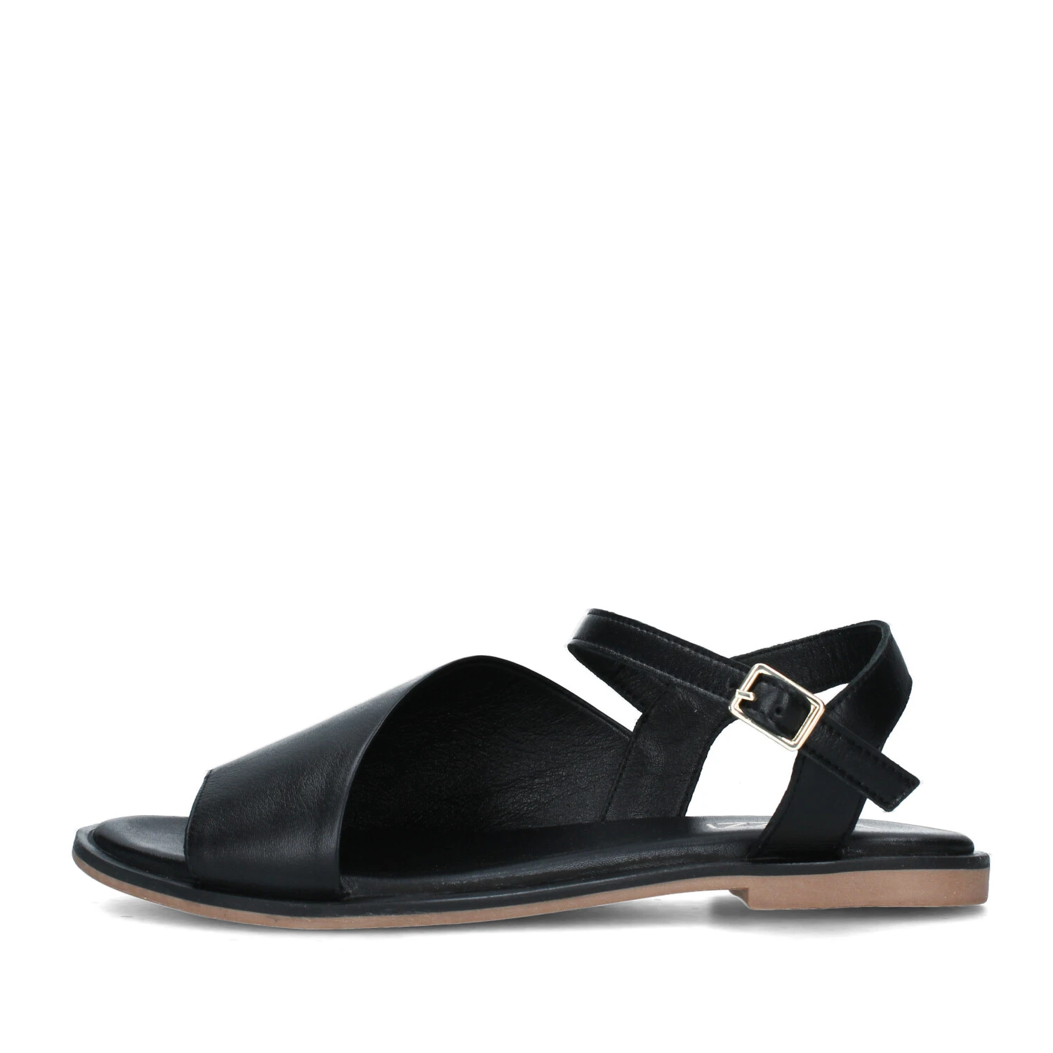 SANDALI TACCO BASSO OUTSOLE CON CINTURINO REGOLABILE DONNA NERO