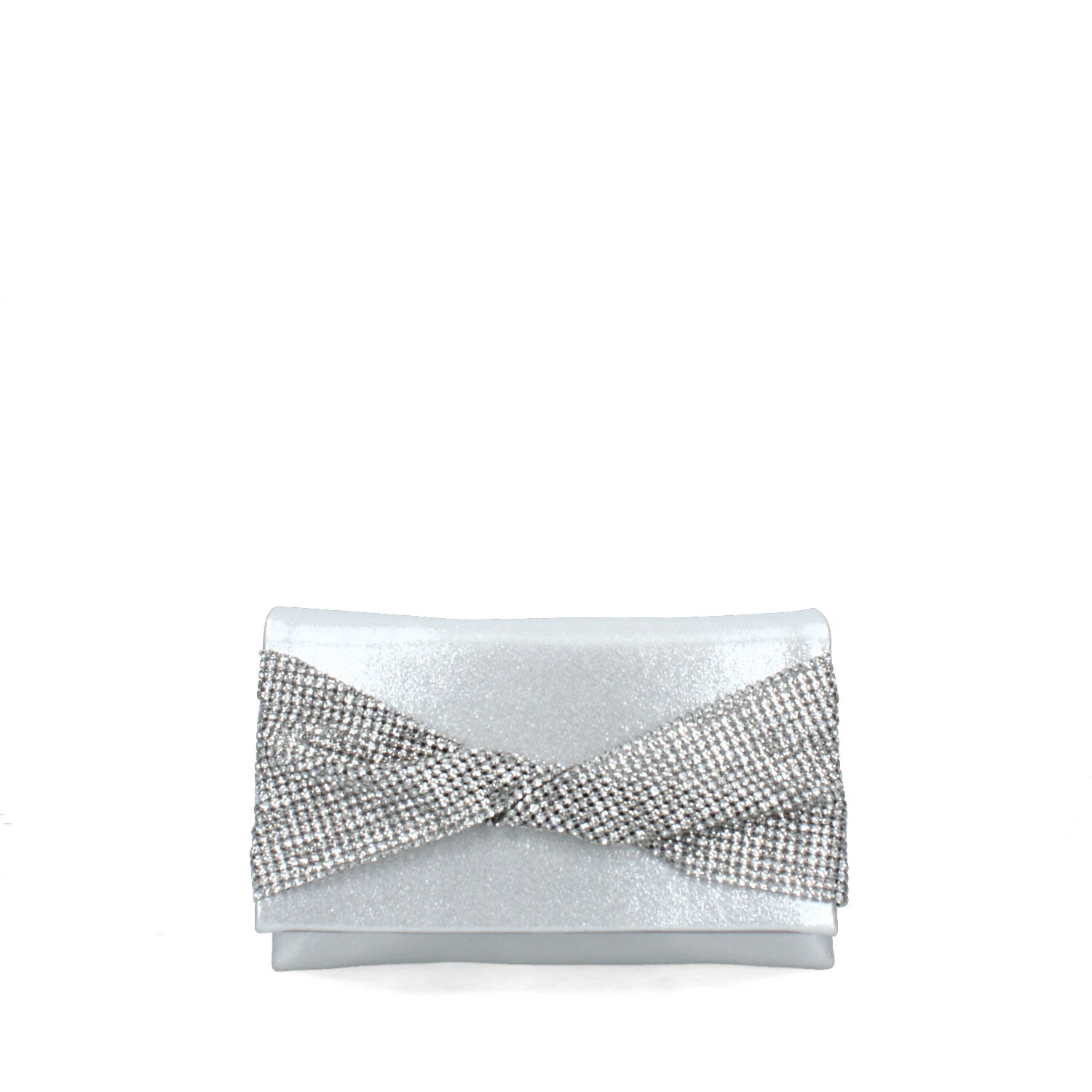 POCHETTE CON FIOCCO A STRASS DONNA ARGENTO