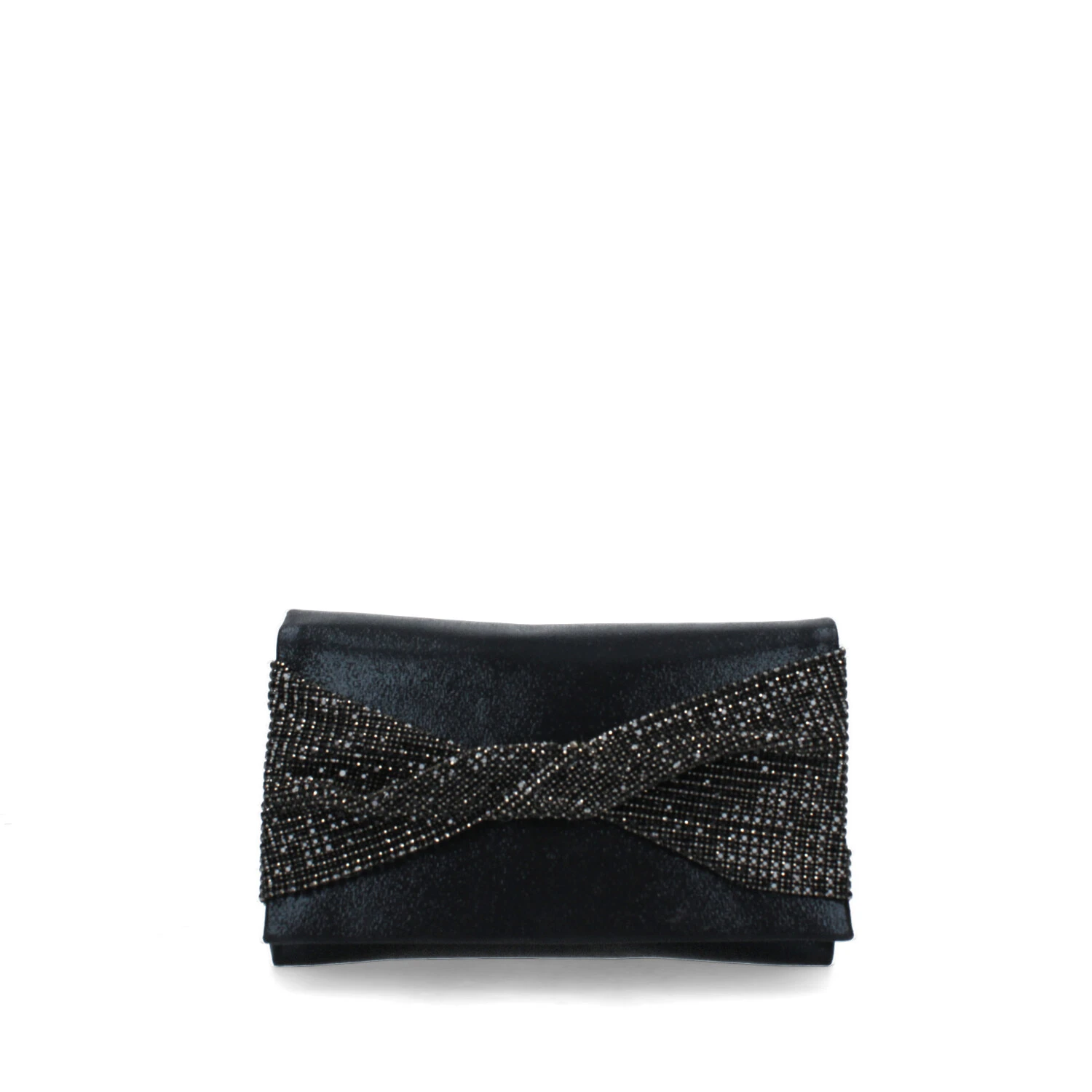 POCHETTE CON FIOCCO A STRASS DONNA NERO