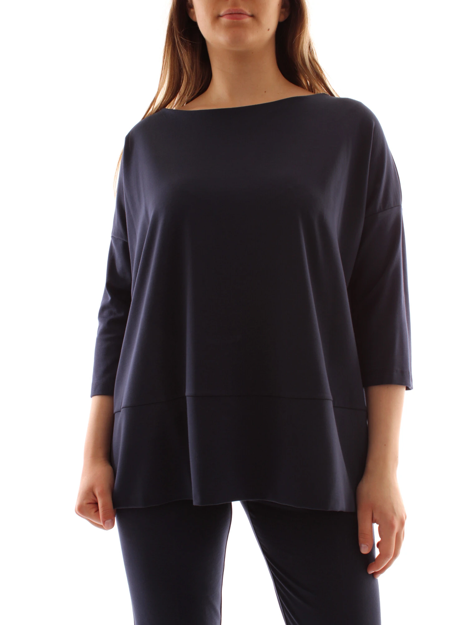 BLUSA IN PUNTO MILANO DONNA BLU NAVY