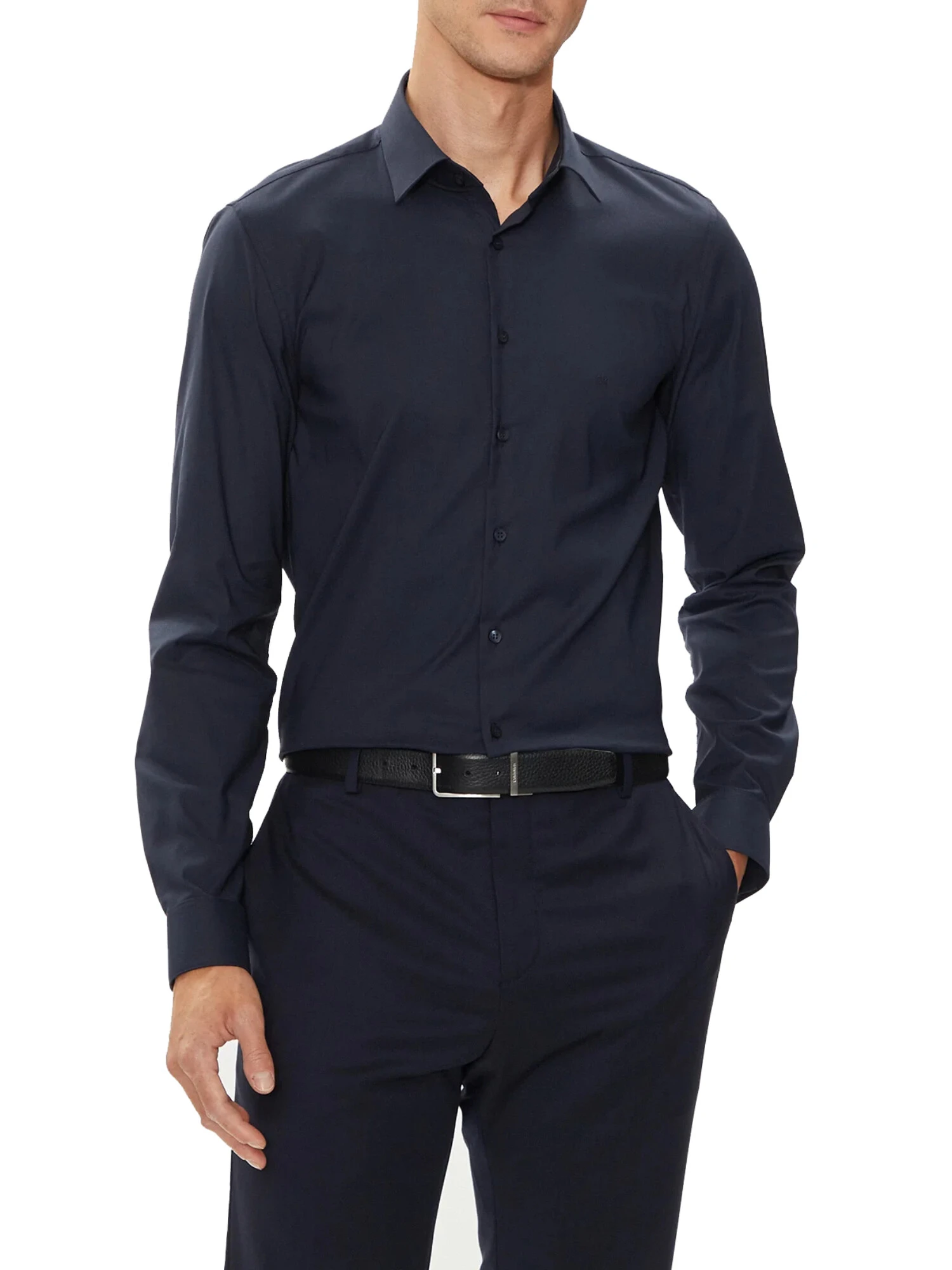 CAMICIA IN MISTO COTONE UOMO BLU