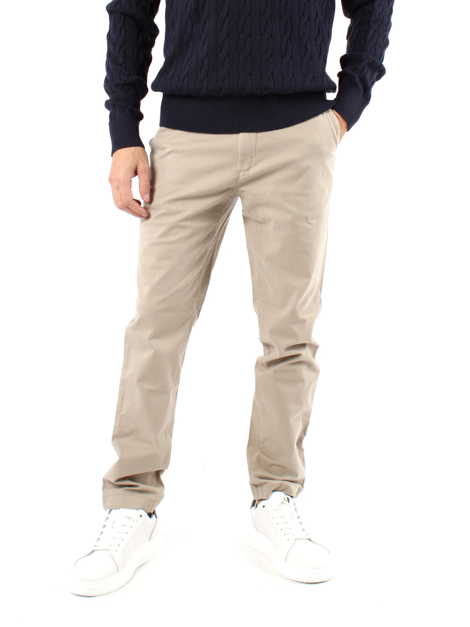 PANTALONI CHINO IN TWILL DI COTONE UOMO BEIGE