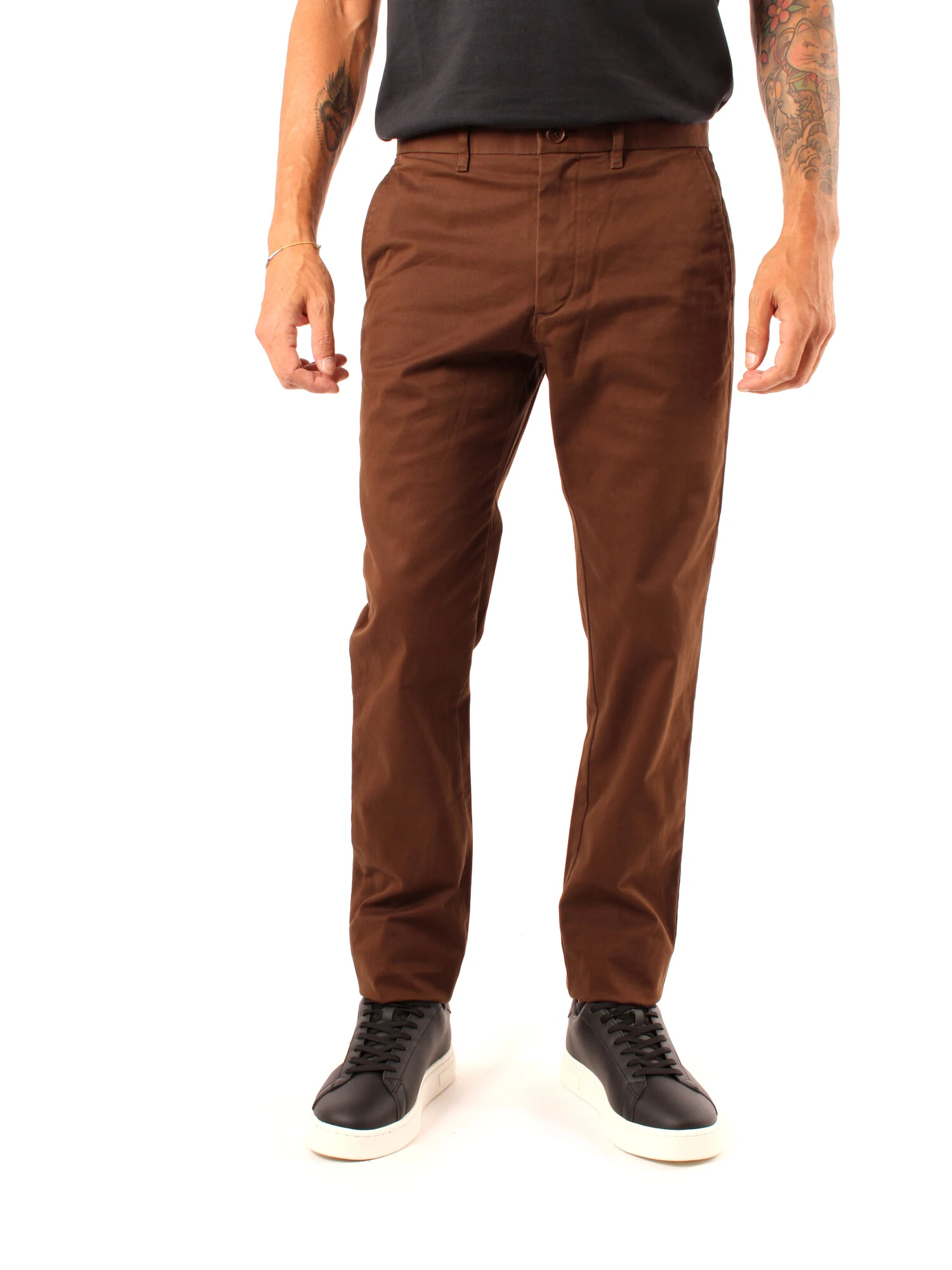 PANTALONI CHINO SLIM FIT UOMO MARRONE