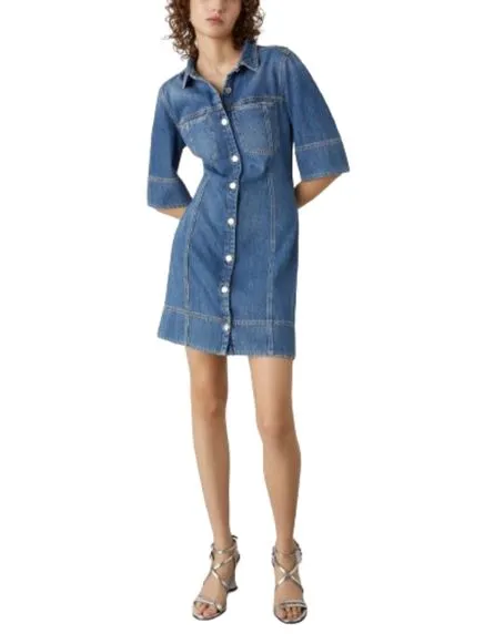 VESTITO CORTO IN DENIM PURO COTONE DONNA BLU