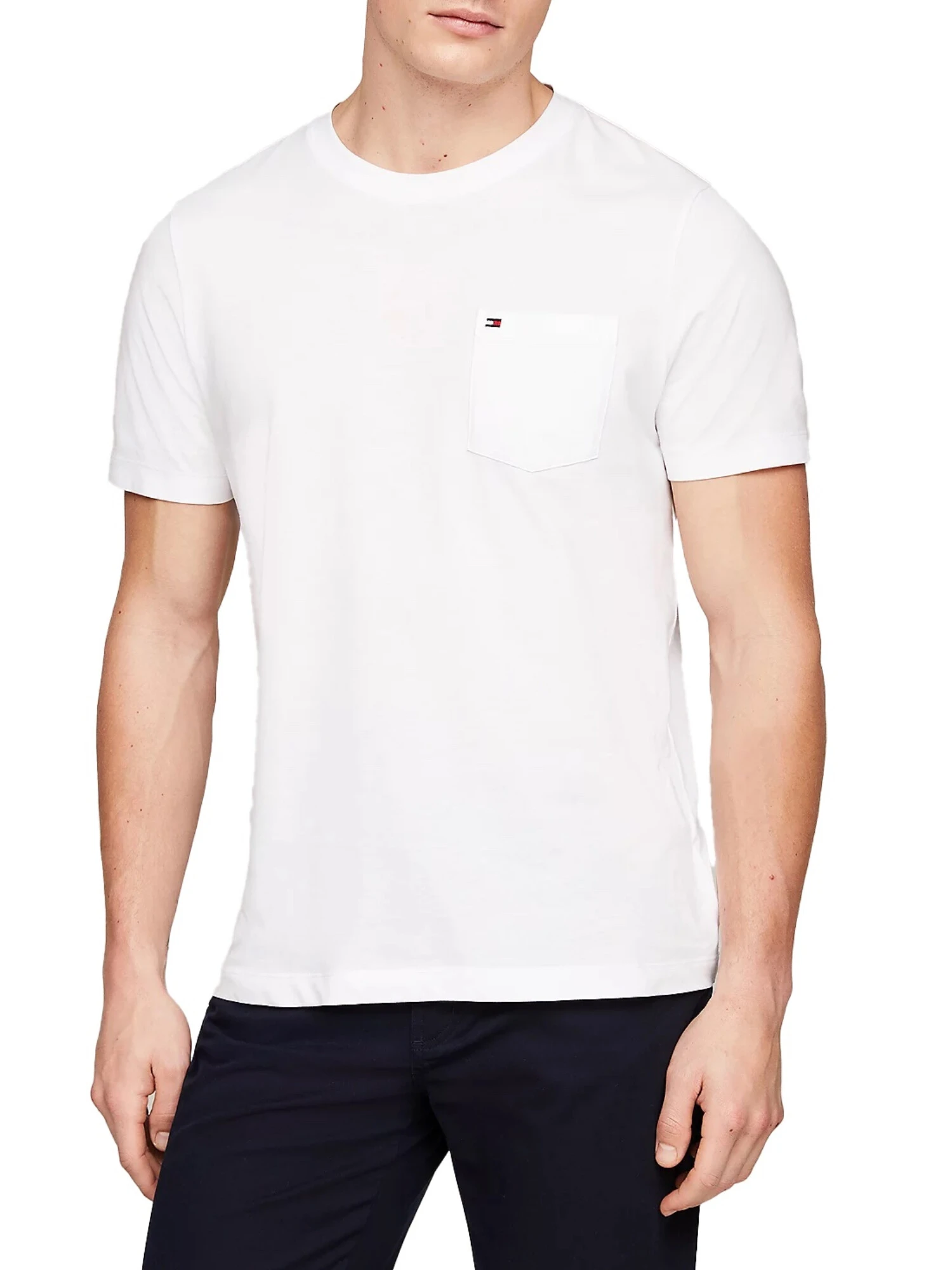 T-SHIRT MANICA CORTA IN COTONE CON TASCHINO E LOGO UOMO BIANCO