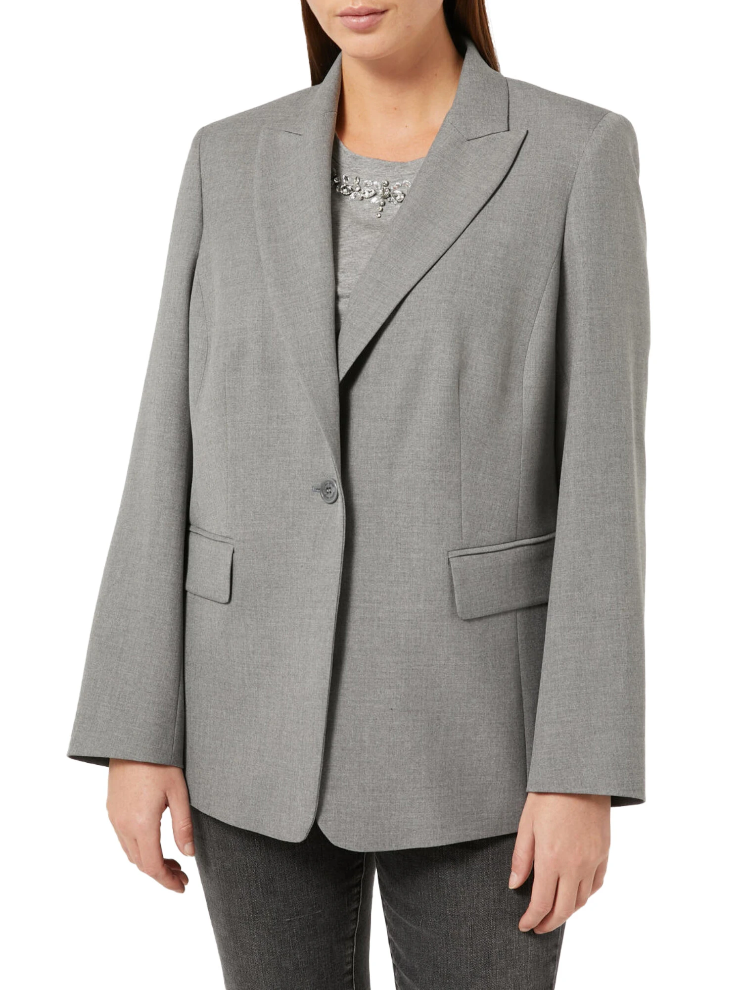 GIACCA BLAZER MONOPETTO IN TRAMA DONNA GRIGIO