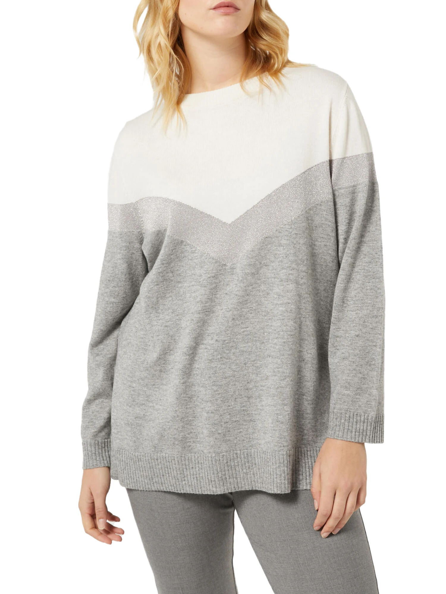 MAGLIA GIROCOLLO MISTO CASHMERE DONNA GRIGIO