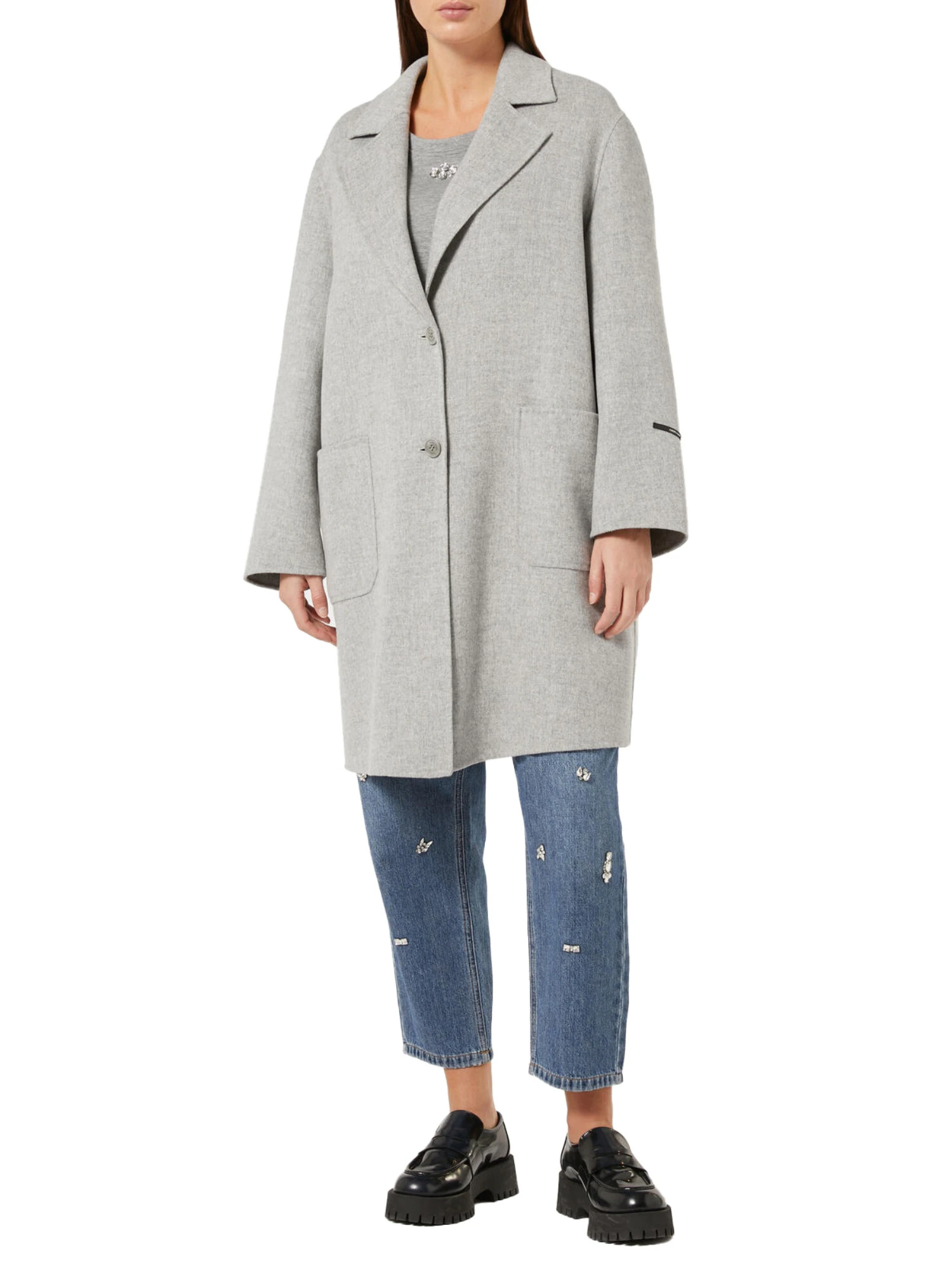 CAPPOTTO LUNGO IN MISTO LANA VERGINE DONNA GRIGIO