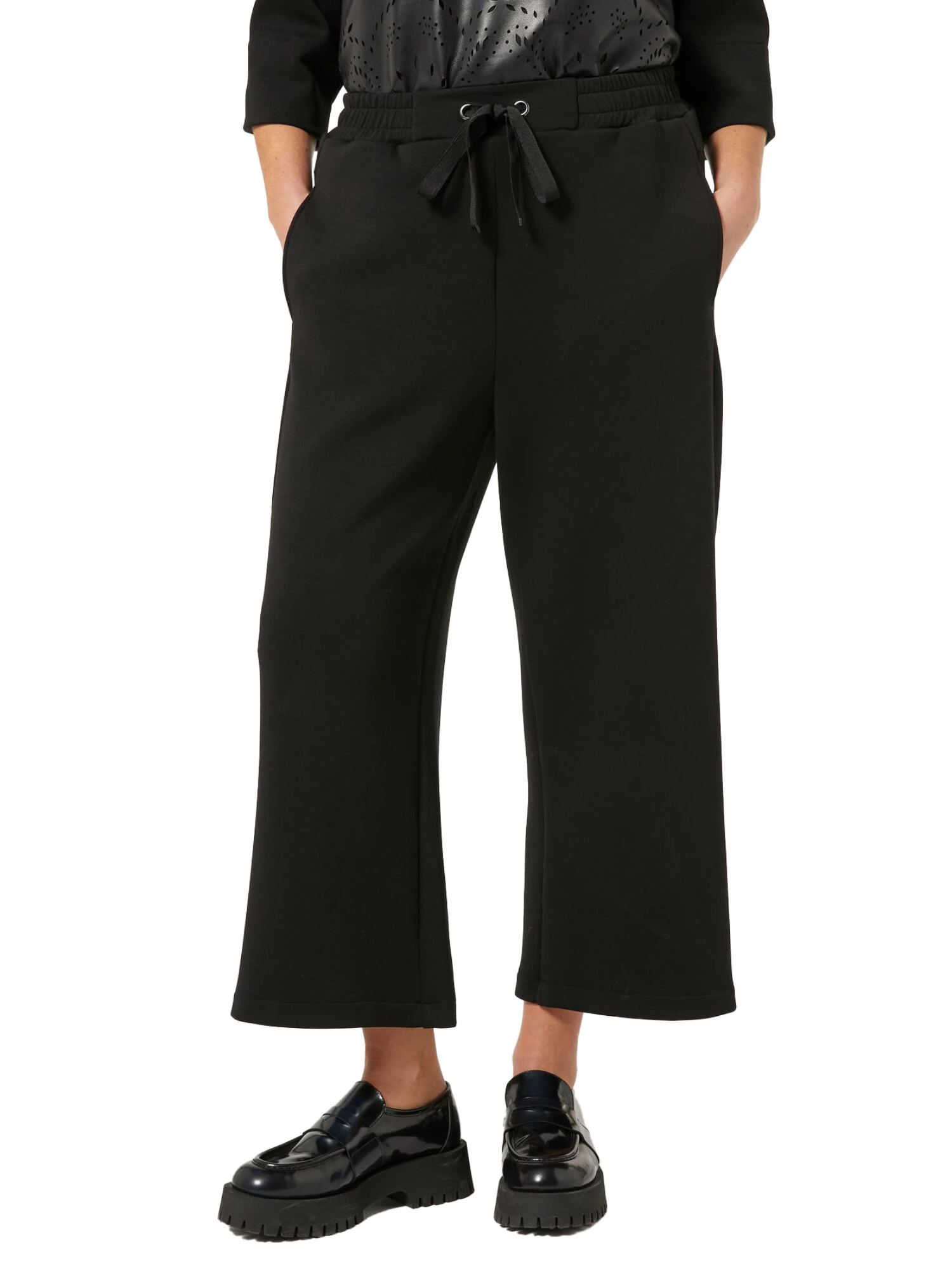 PANTALONI CROPPED IN MAGLIA DI VISCOSA DONNA NERO