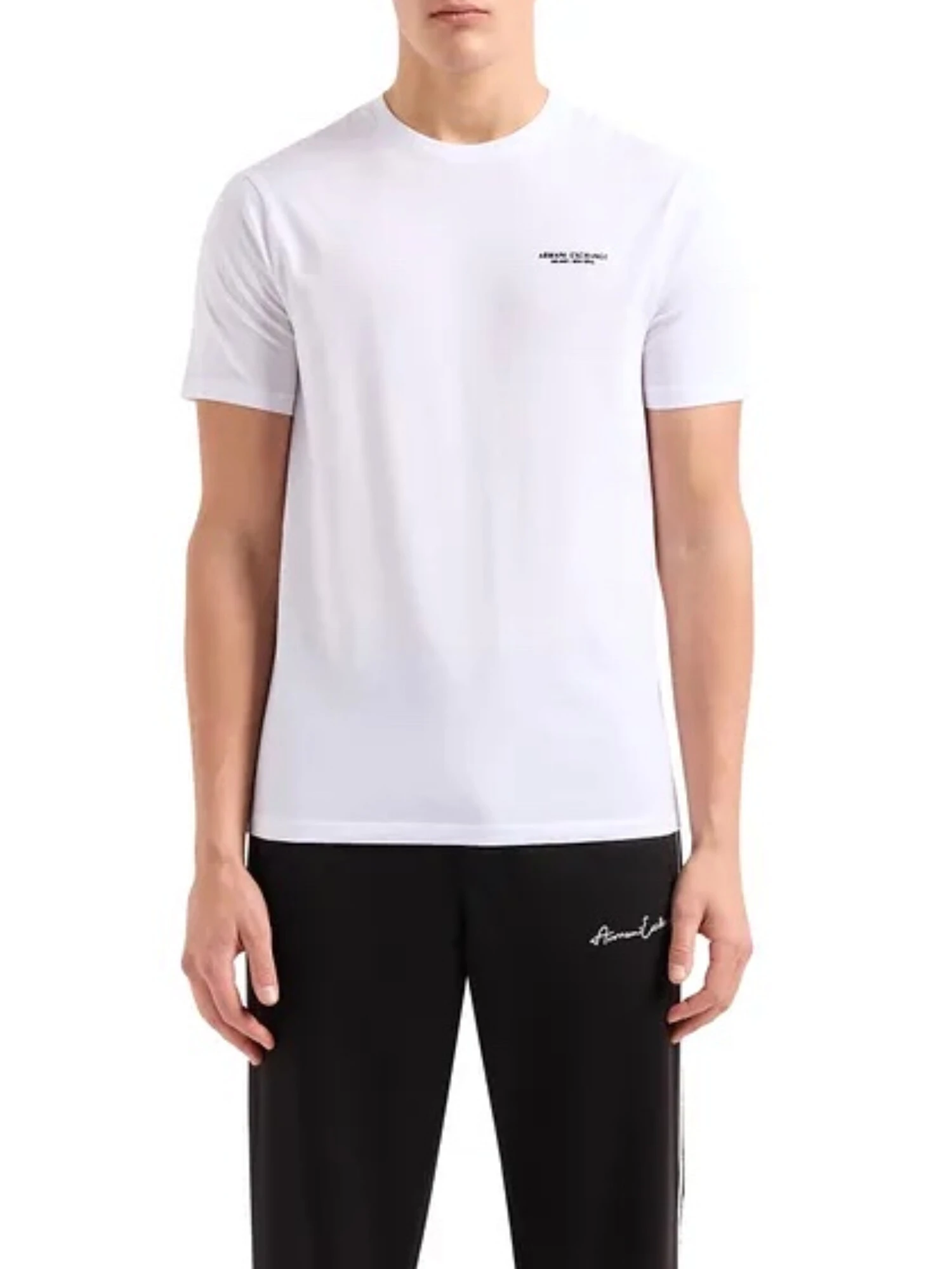 T-SHIRT MANICA CORTA LOGO RICAMATO UOMO BIANCO