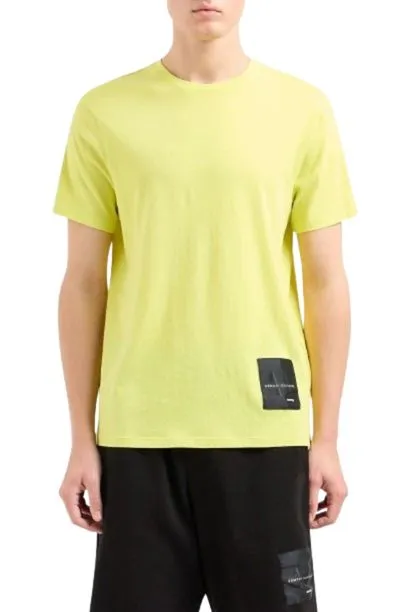 T-SHIRT MANICA CORTA CON STAMPA LOGATA A CONTRASTO UOMO GIALLO