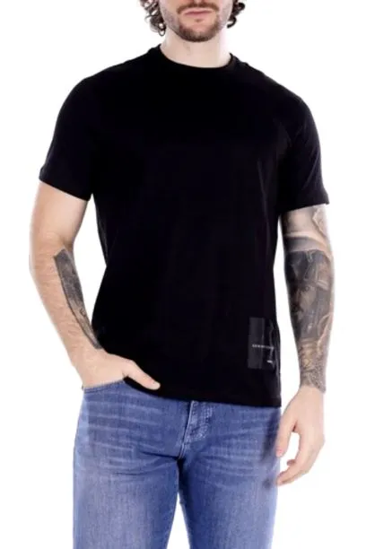 T-SHIRT MANICA CORTA CON STAMPA LOGATA UOMO NERO