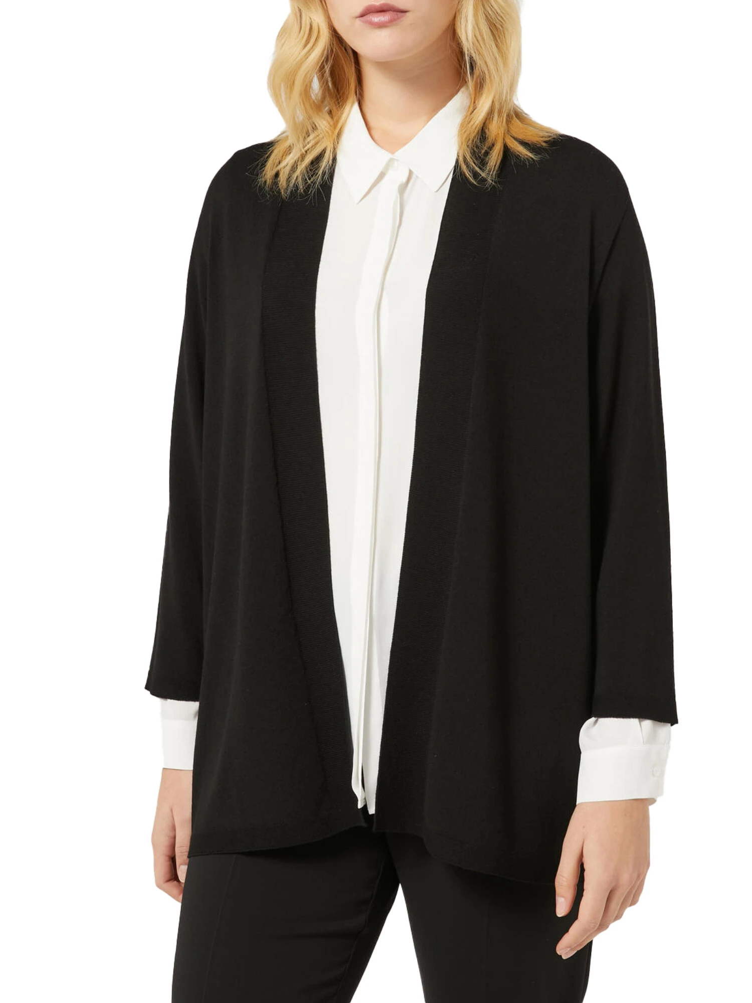 CARDIGAN IN MISTO VISCOSA STRETCH DONNA NERO