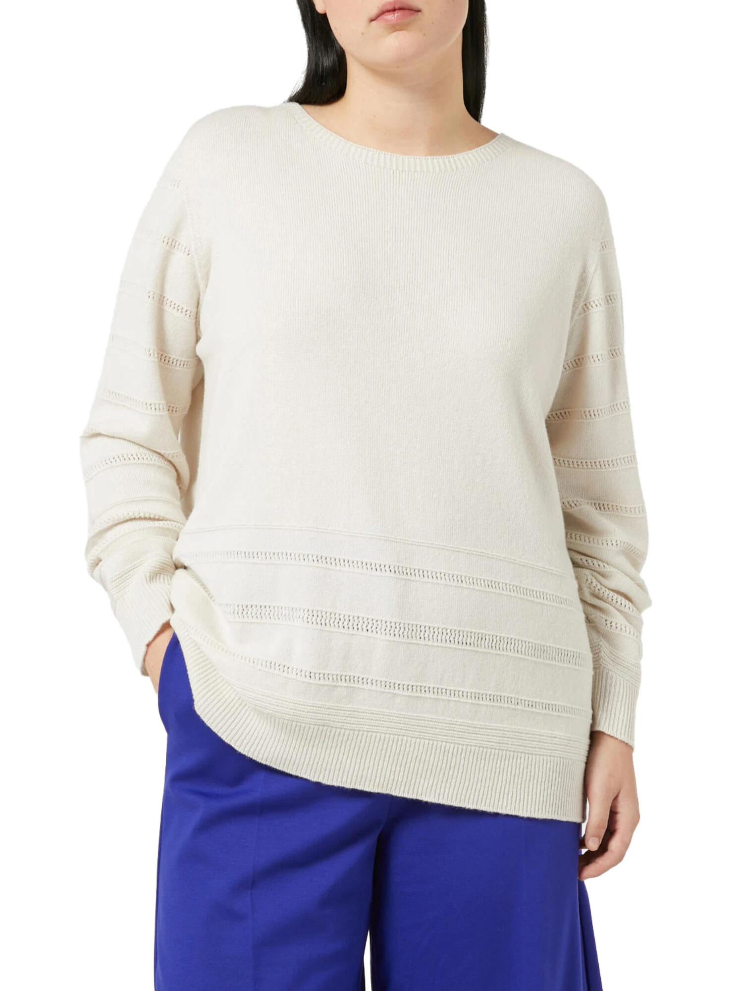 MAGLIA GIROCOLLO IN MISTO CASHMERE DONNA BIANCO