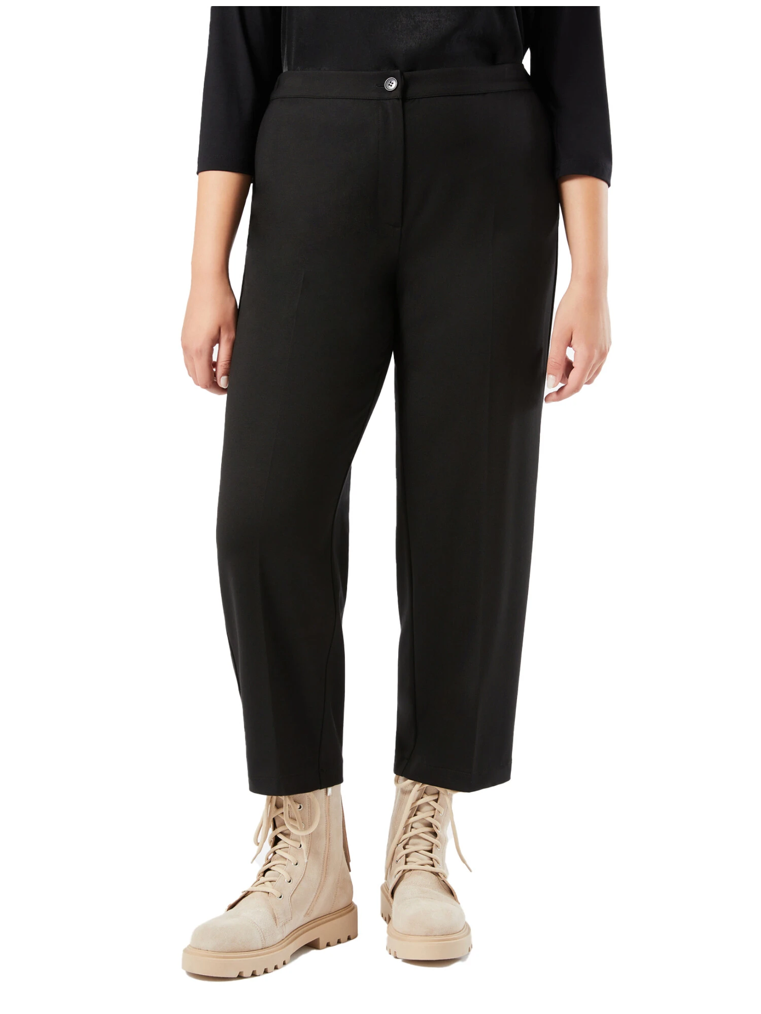 PANTALONI CROPPED IN MAGLIA PUNTO MILANO DONNA NERO