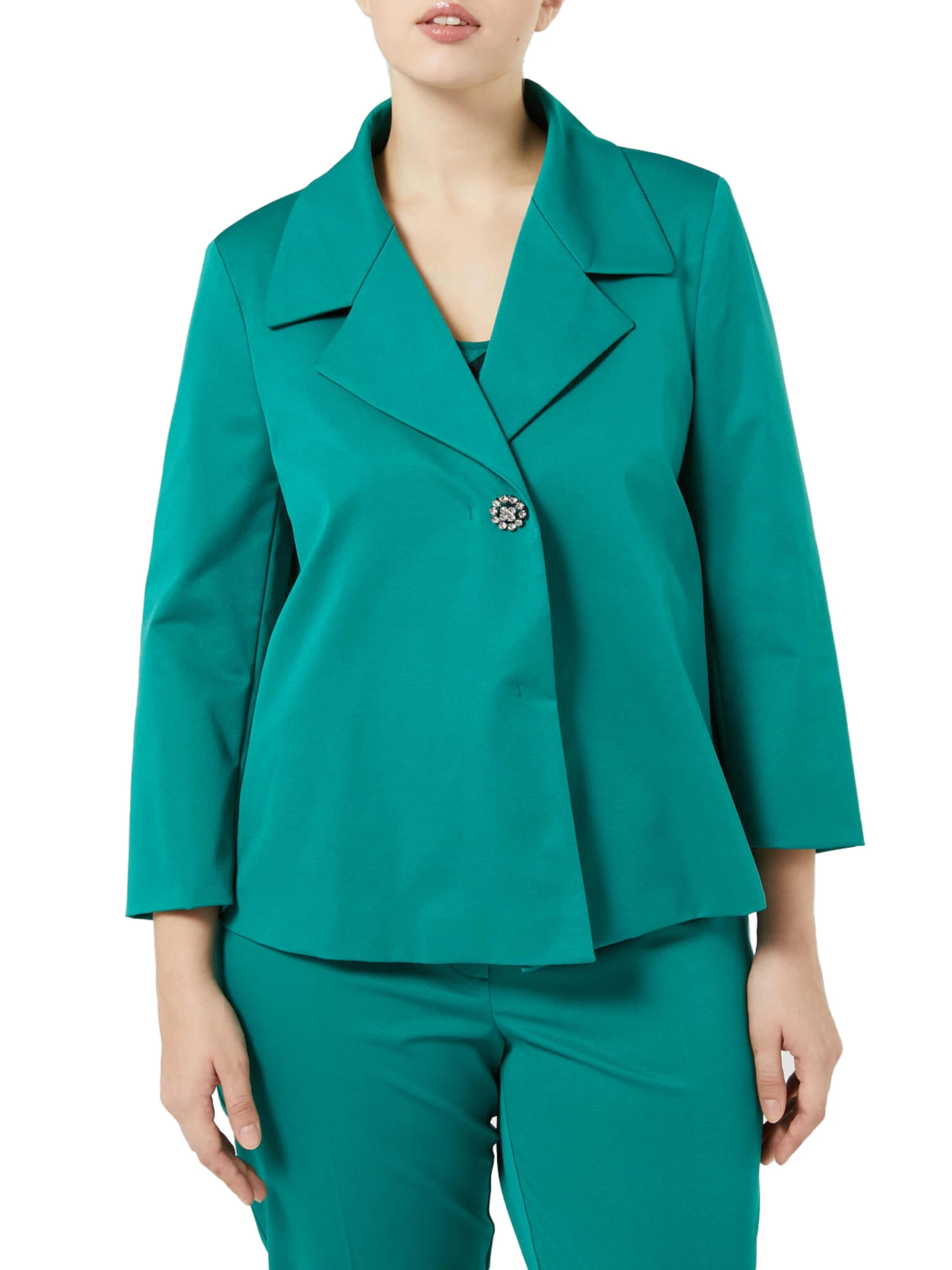 GIACCA BLAZER MONOPETTO IN TRAMA DONNA VERDE