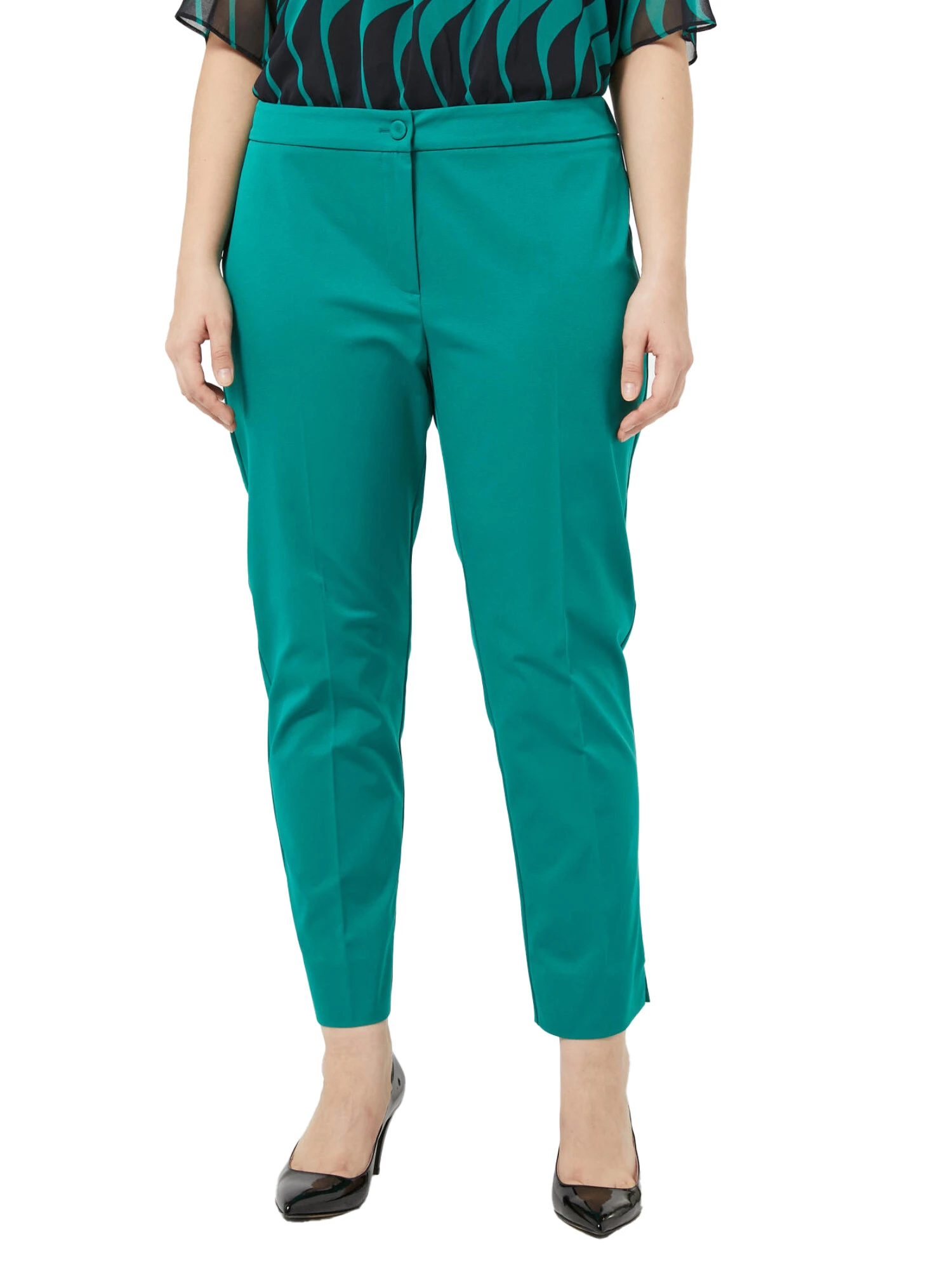 PANTALONI CHINO MONOELASTICO IN TRAMA DONNA VERDE