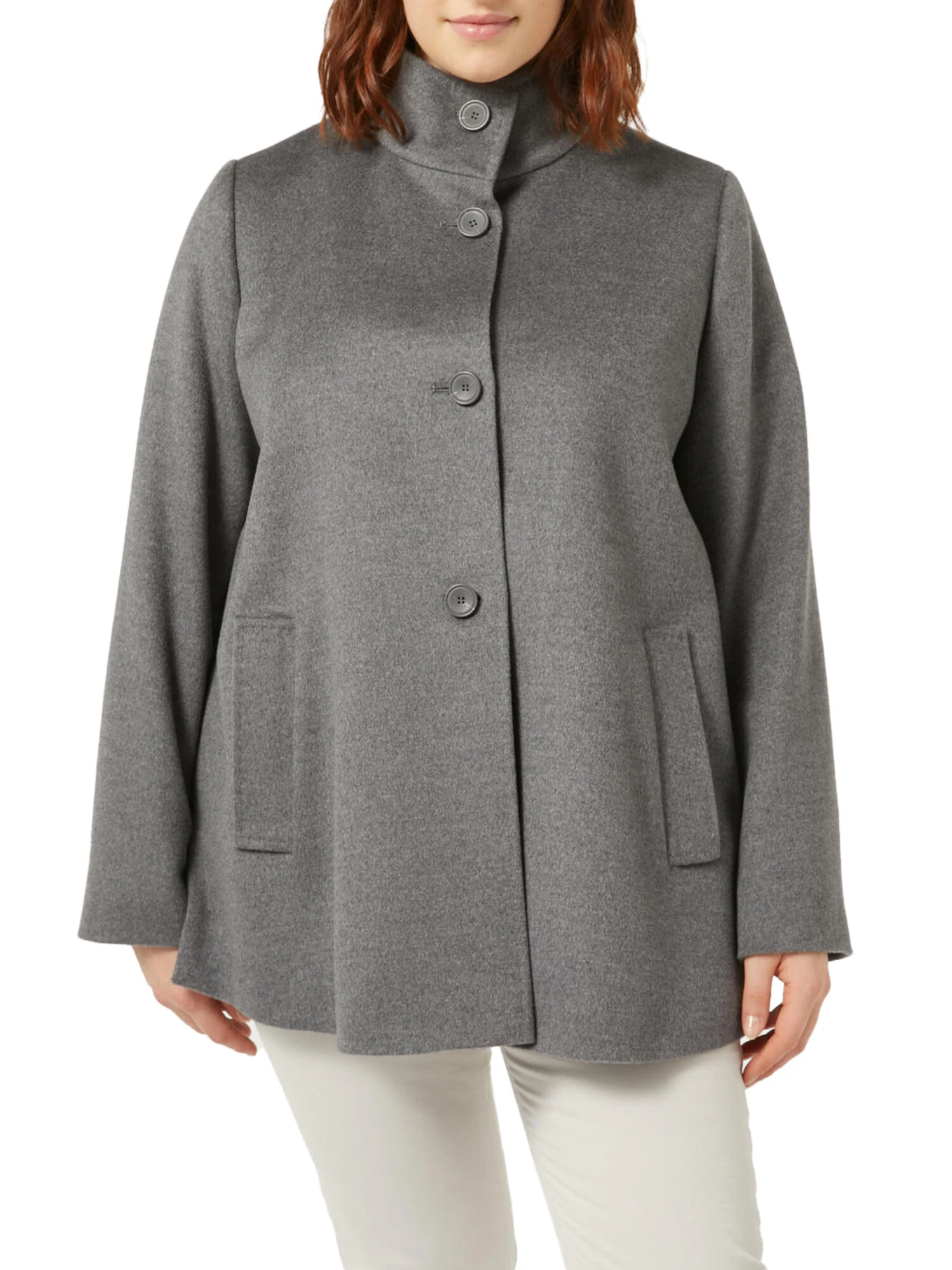 CAPPOTTO CORTO IN PURA LANA VERGINE DONNA GRIGIO