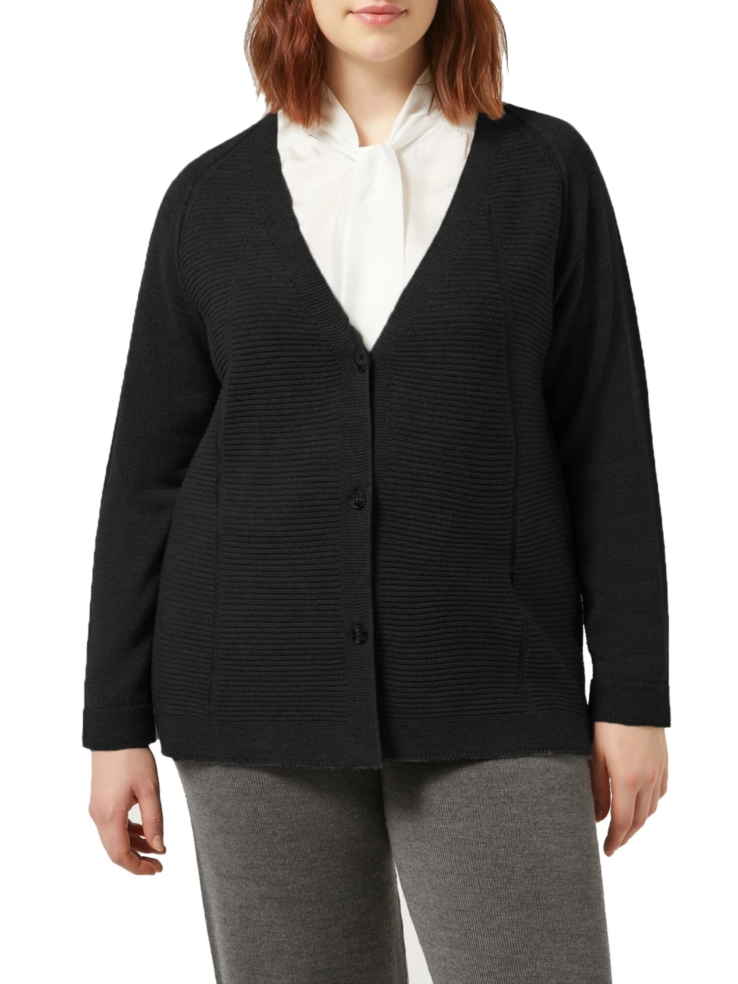 CARDIGAN IN MISTO LANA MERINO DONNA NERO