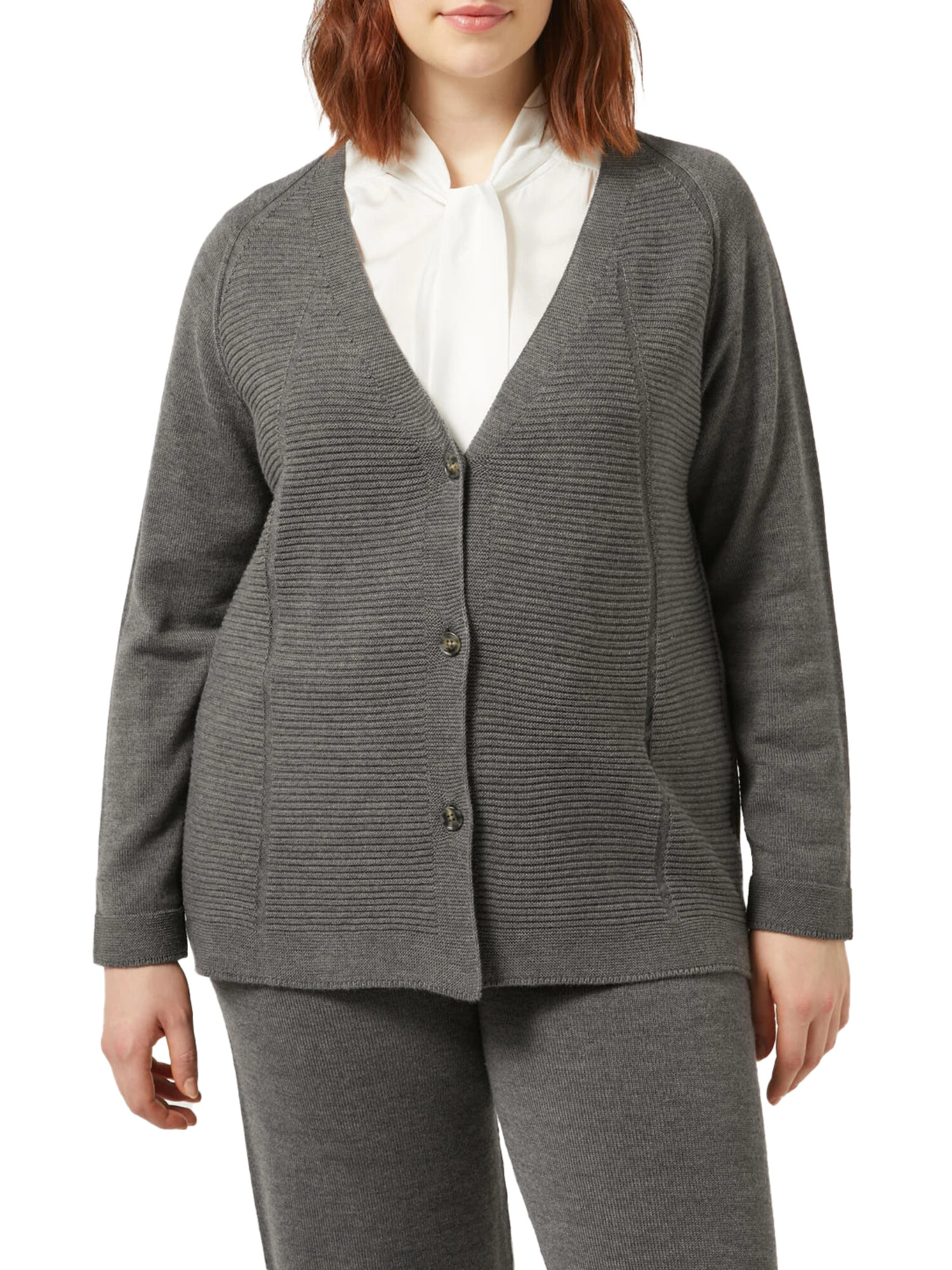 CARDIGAN IN MISTO LANA MERINO DONNA GRIGIO