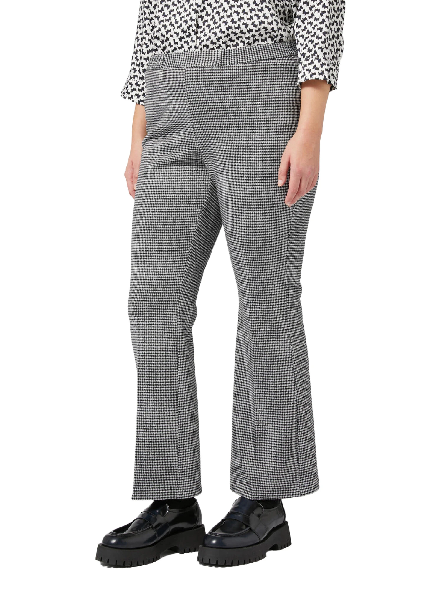 PANTALONI ZAMPA IN MAGLIA DI POLIVISCOSA DONNA GRIGIO