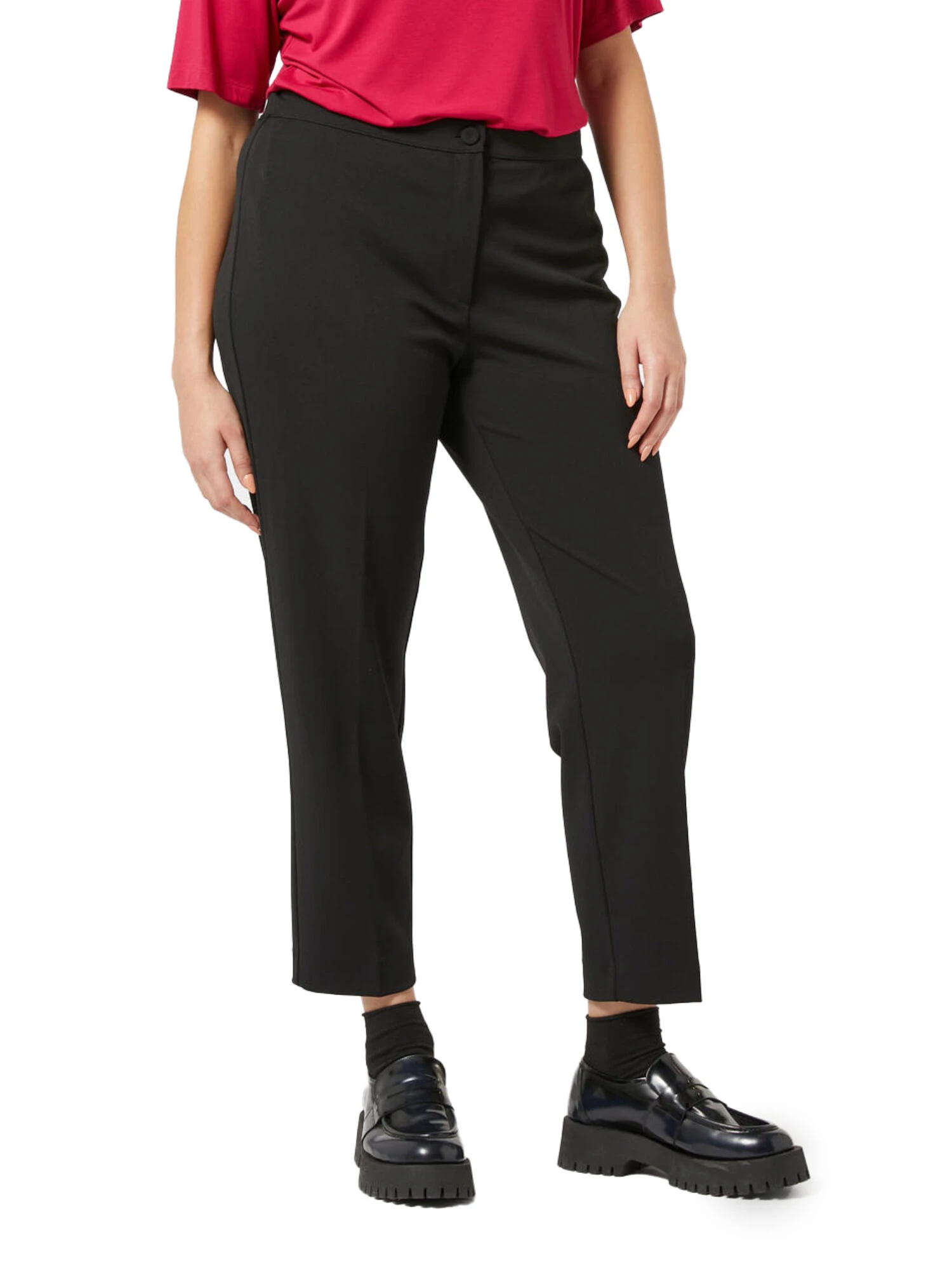 PANTALONI CHINO IN MAGLIA MONOELASTICA DONNA NERO