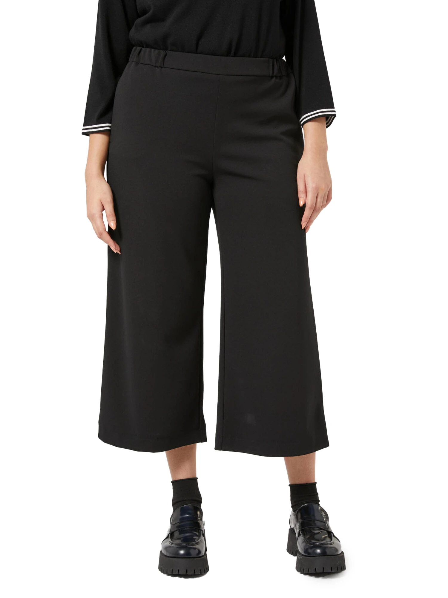 PANTALONI CROPPED IN MAGLIA MONOELASTICA DONNA NERO