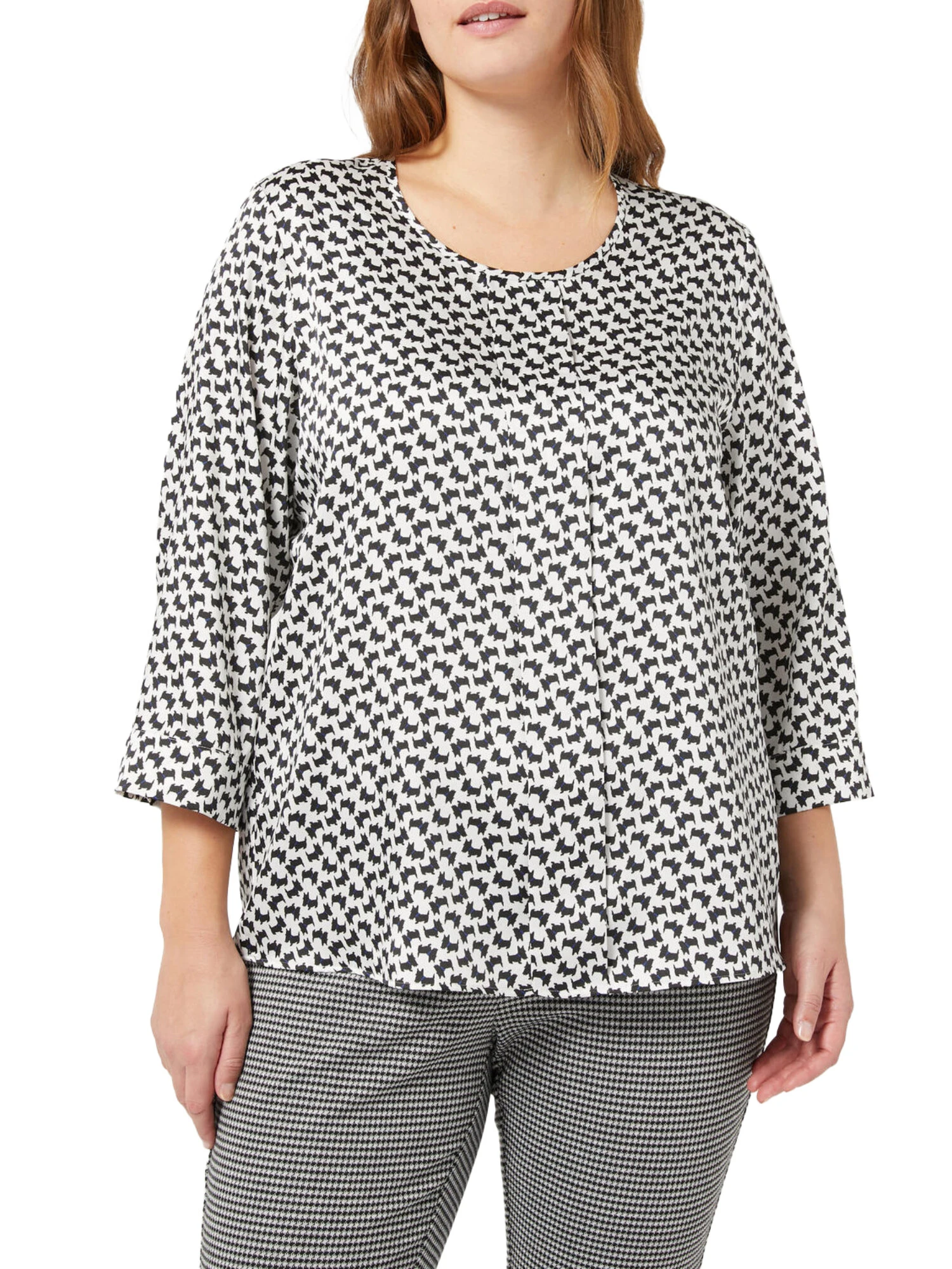 BLUSA IN TWILL CON DISEGNI A FANTASIA DONNA BIANCO