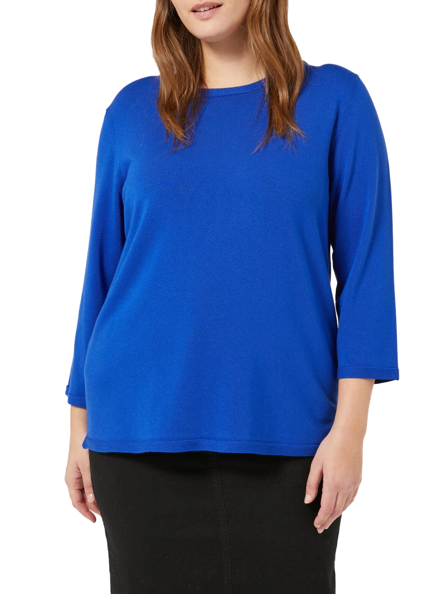 MAGLIA SCOLLO A BARCA IN VISCOSA STRETCH DONNA BLU