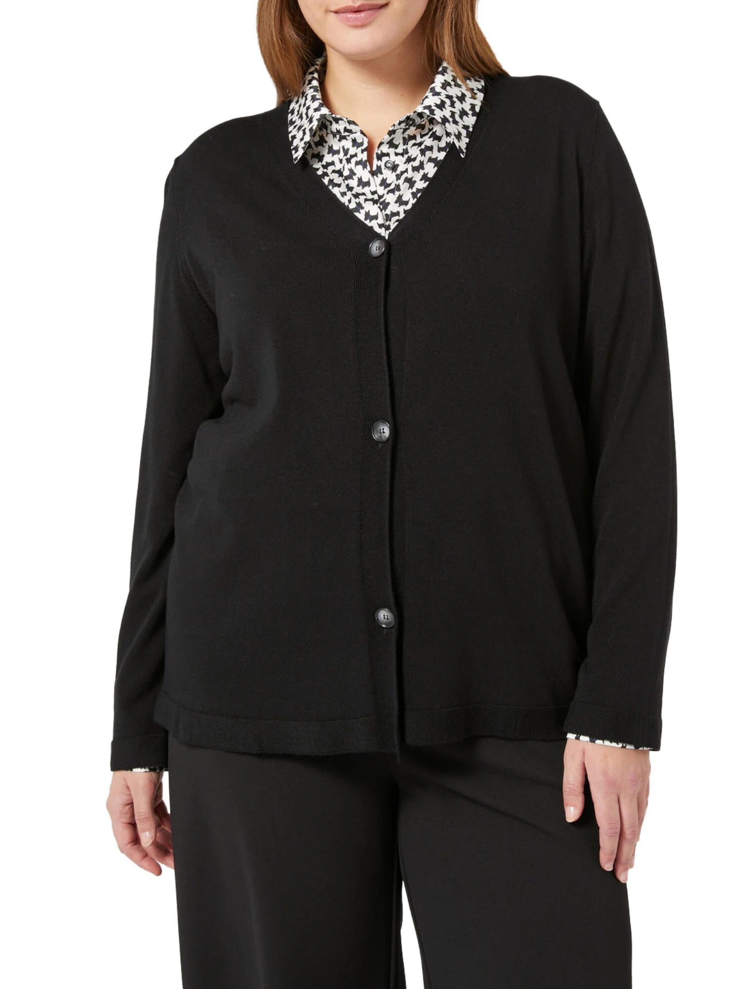 CARDIGAN IN MISTO VISCOSA DONNA NERO