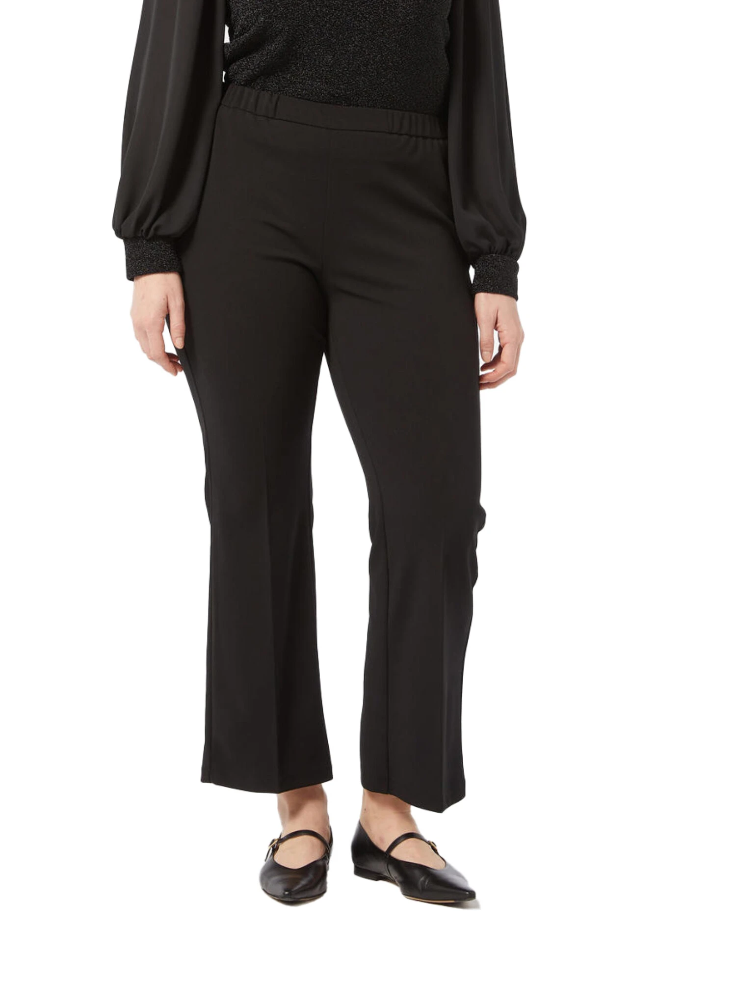 PANTALONI ZAMPA IN CREPE MONOELASTICA DONNA NERO