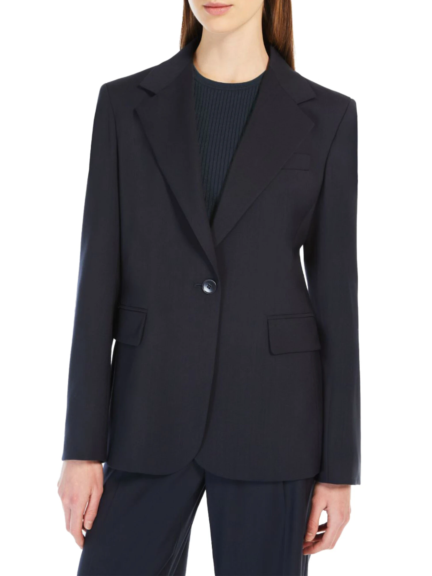 GIACCA BLAZER MONOPETTO IN PURA LANA DONNA BLU