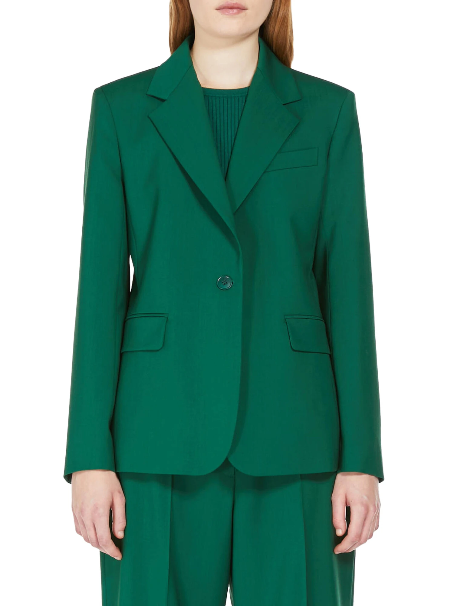 GIACCA BLAZER MONOPETTO IN PURA LANA DONNA VERDE