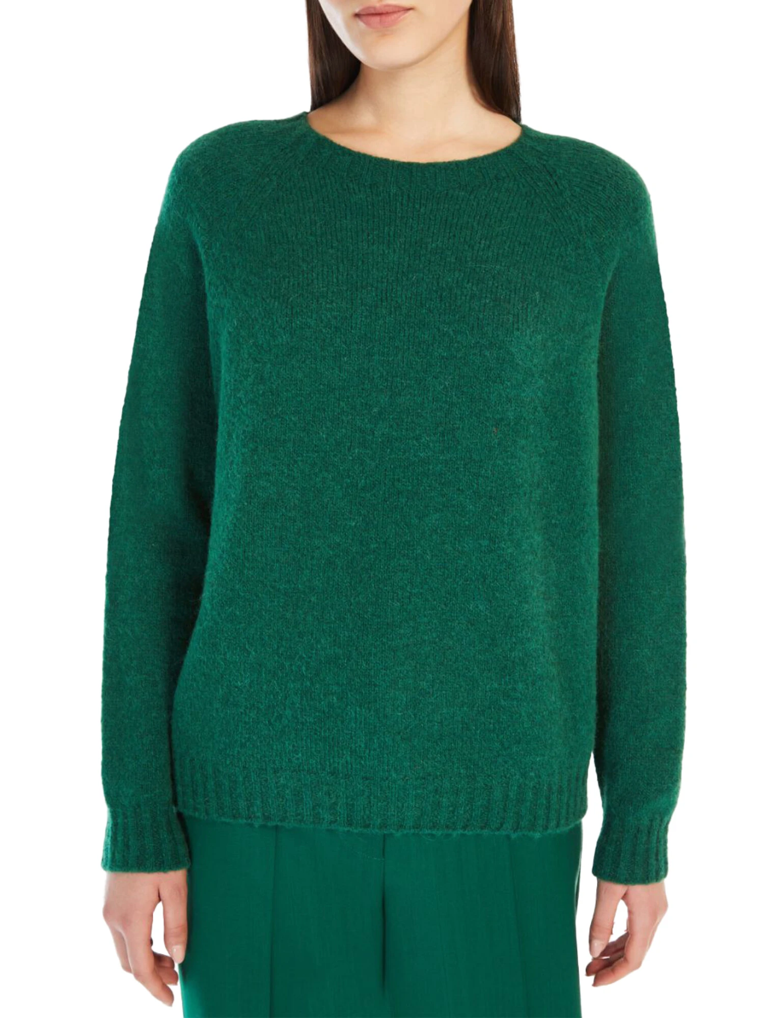 MAGLIA GIROCOLLO IN ALPACA E COTONE DONNA VERDE