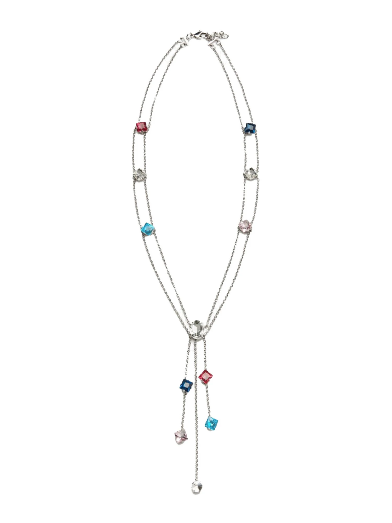 COLLANA LUNGA CON STRASS MULTICOLOR DONNA AZZURRO