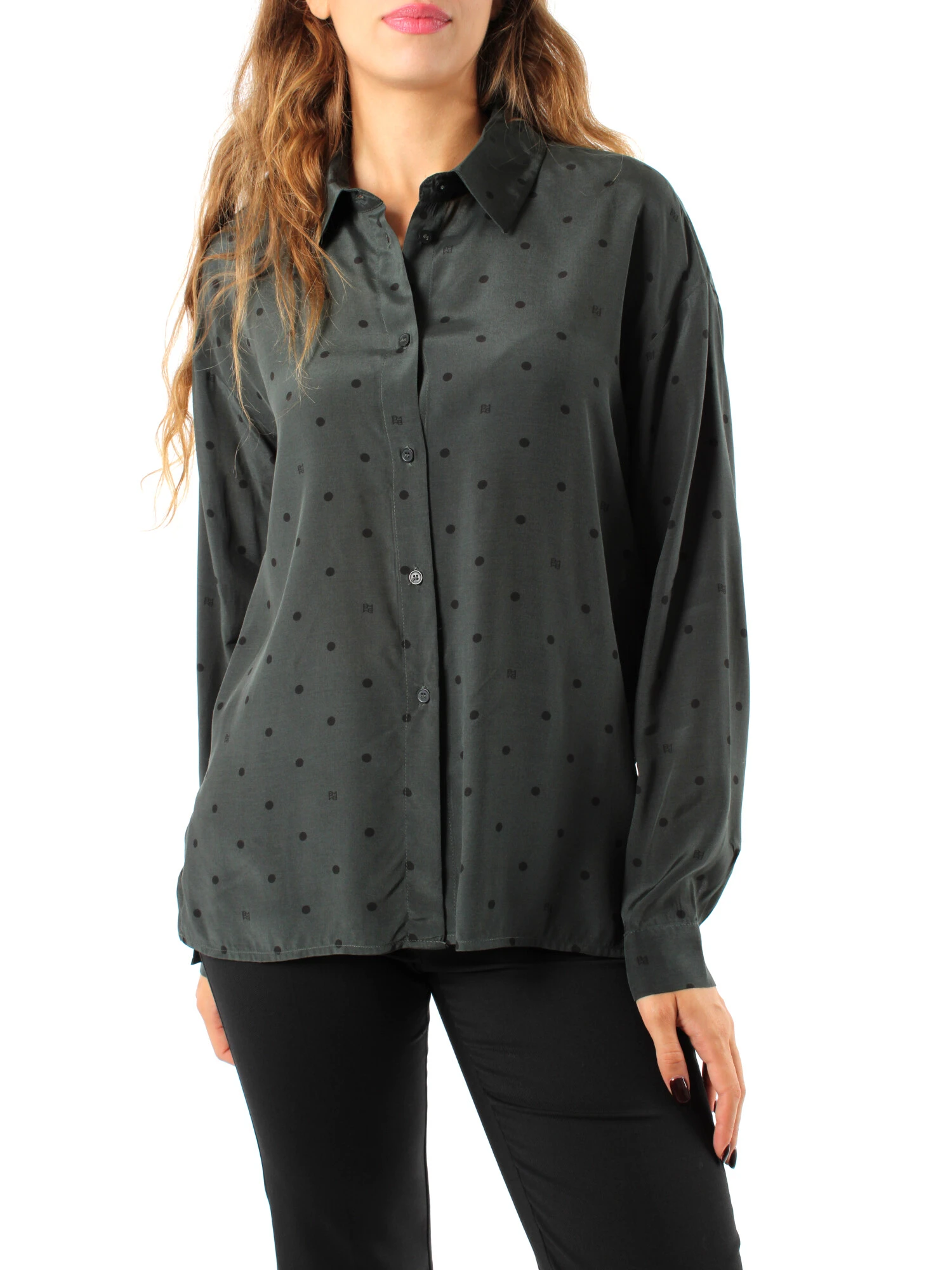 CAMICIA FLUIDA IN VISCOSA STAMPATA DONNA NERO