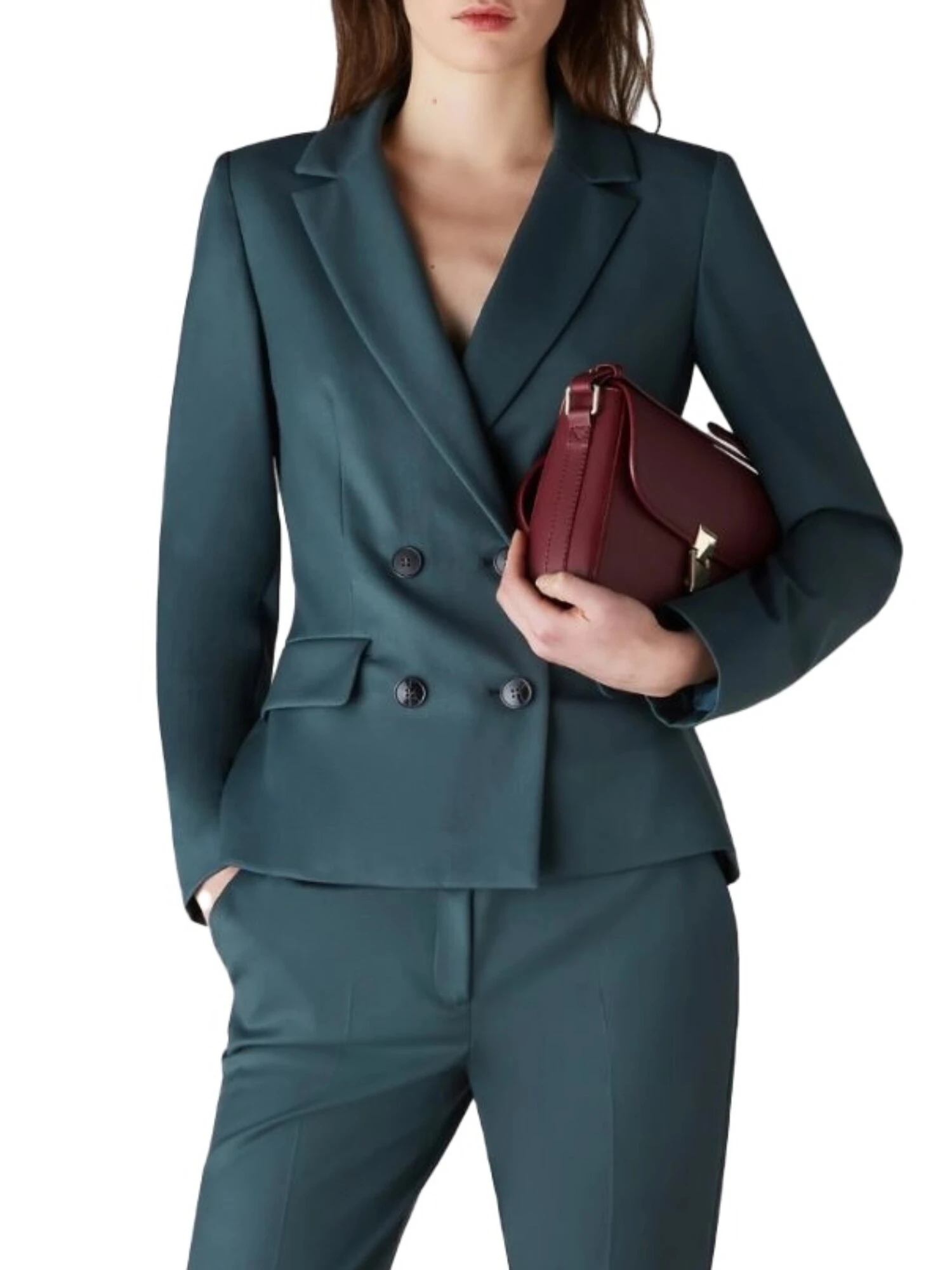 GIACCA BLAZER IN TRAMA DI POLIVISCOSA DONNA VERDE