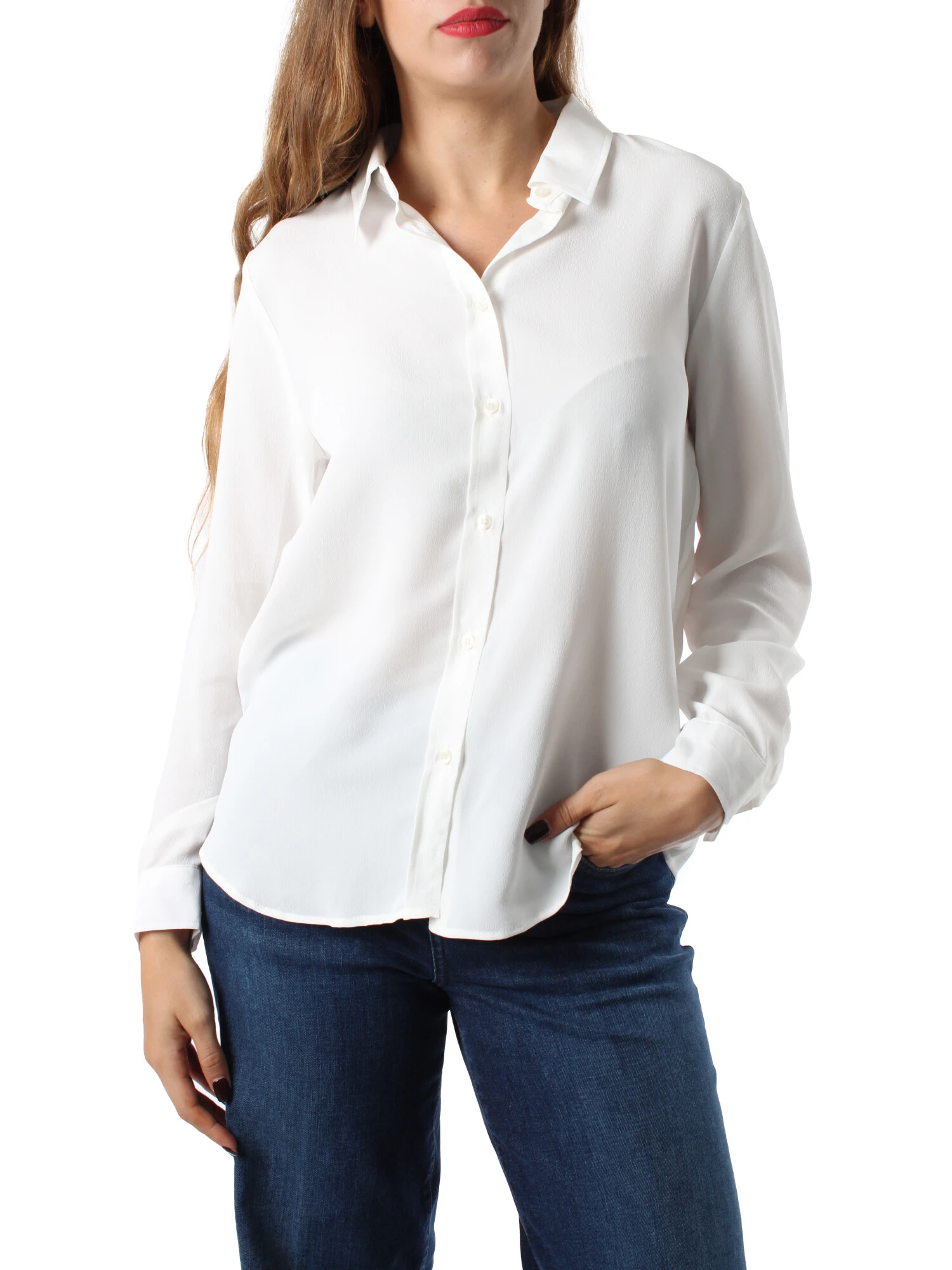 CAMICIA IN CREPE DE CHINE MISTO SETA DONNA BIANCO