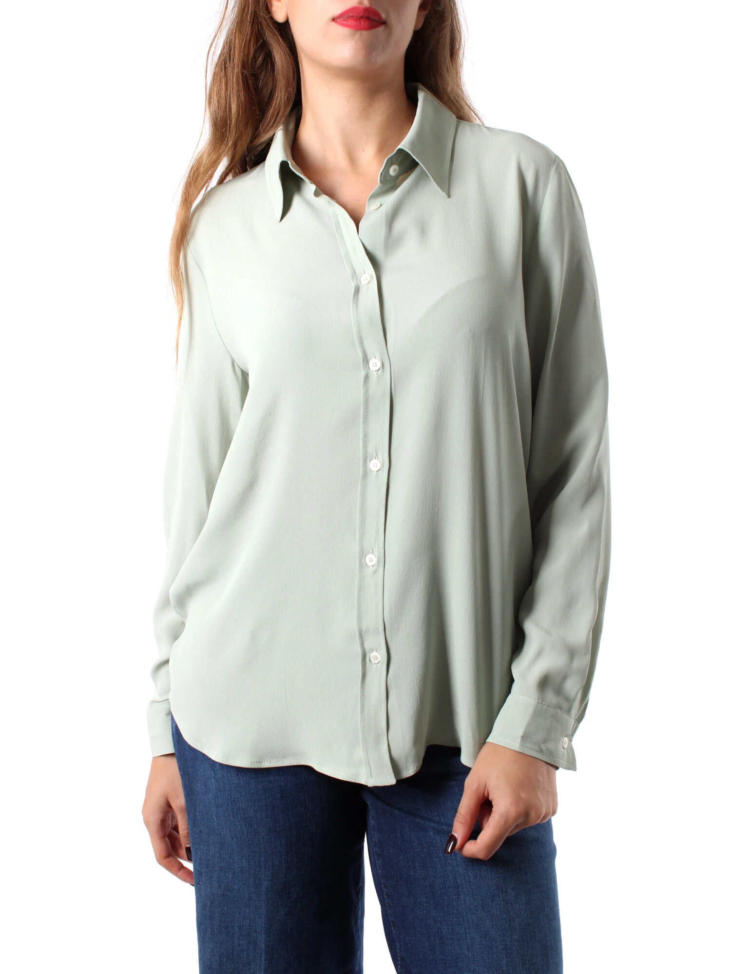 CAMICIA IN CREPE DE CHINE MISTO SETA DONNA VERDE