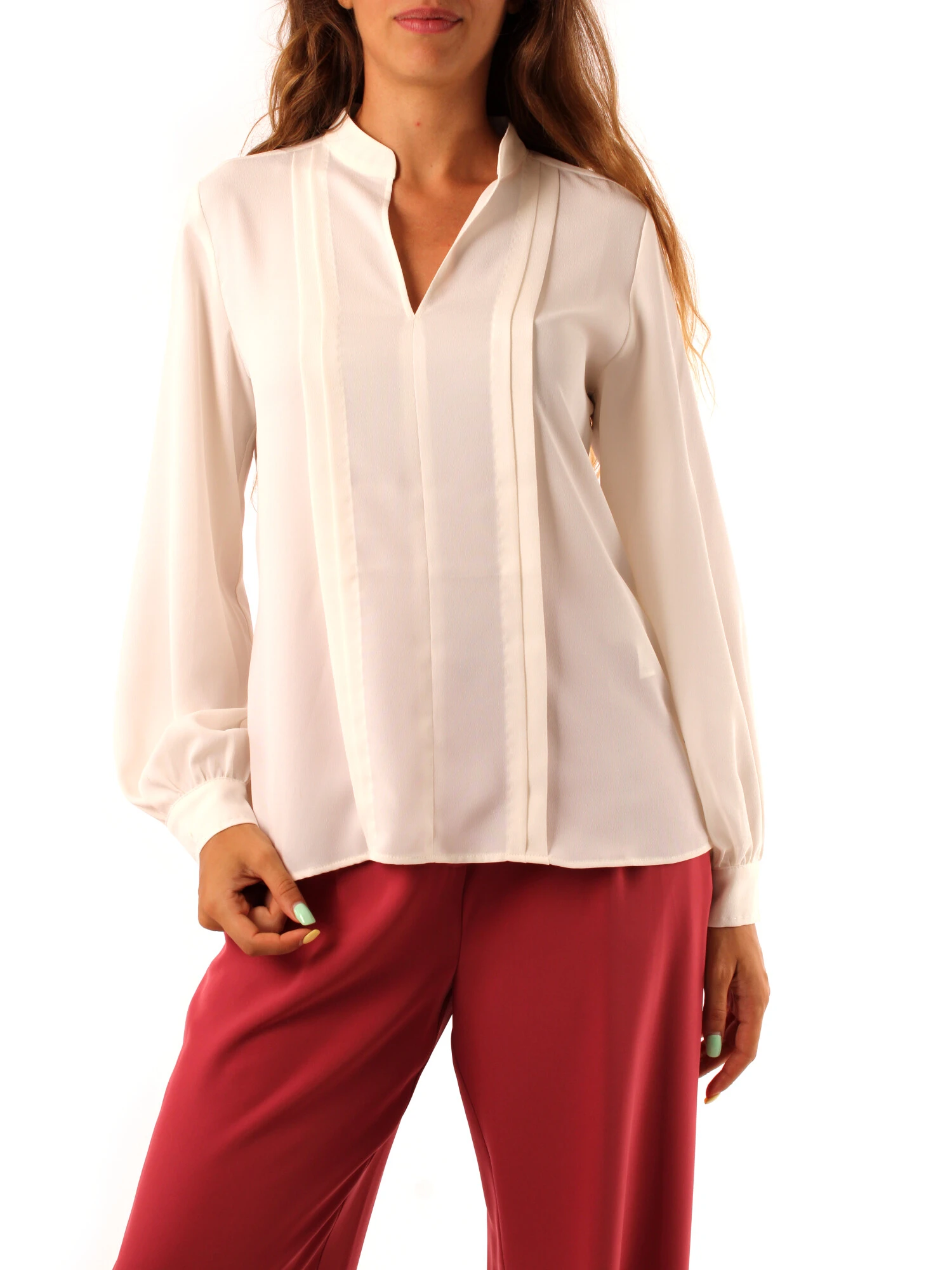 BLUSA SCOLLO A V DONNA BIANCO