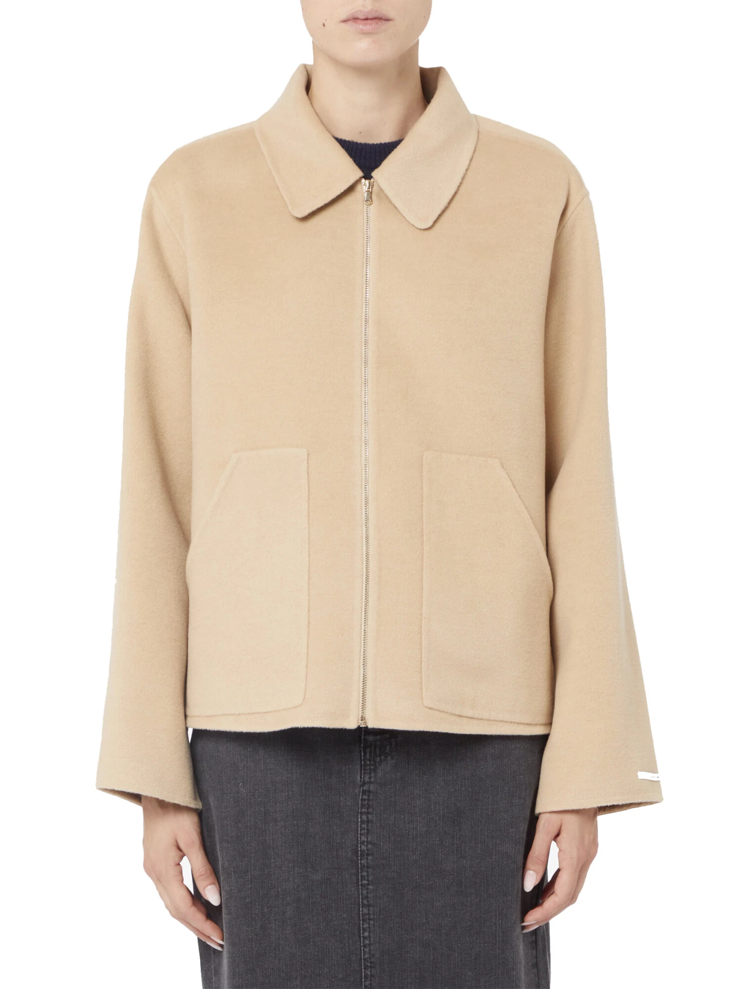 CAPPOTTO CORTO CON ZIP DONNA BEIGE