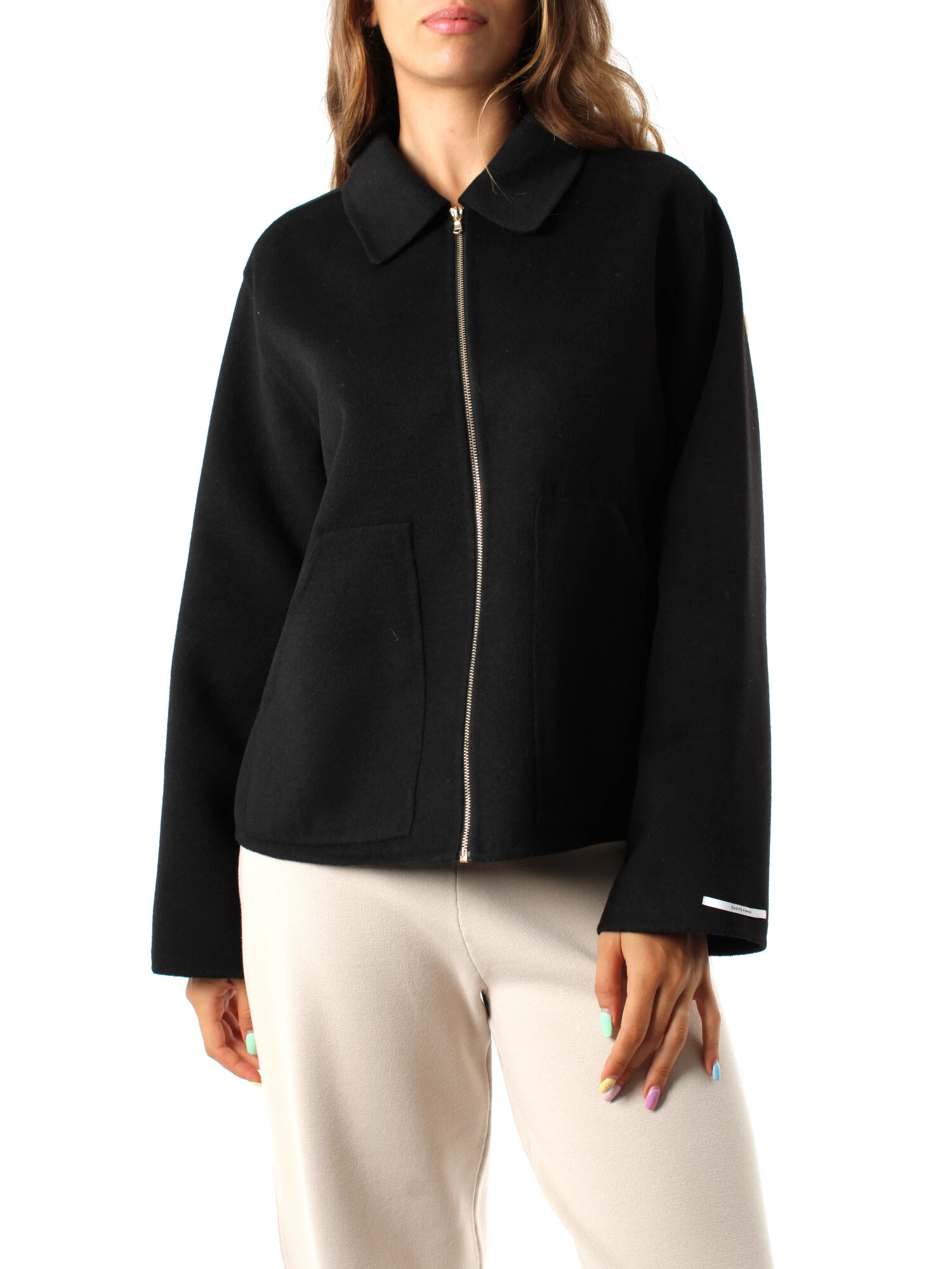 CAPPOTTO CORTO CON ZIP DONNA NERO