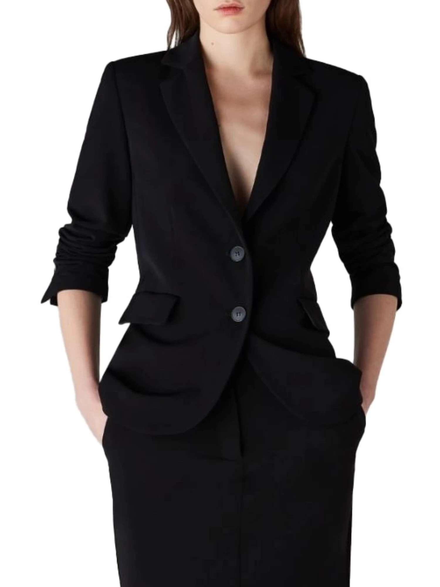 GIACCA BLAZER IN TESSUTO BIELASTICO DONNA NERO