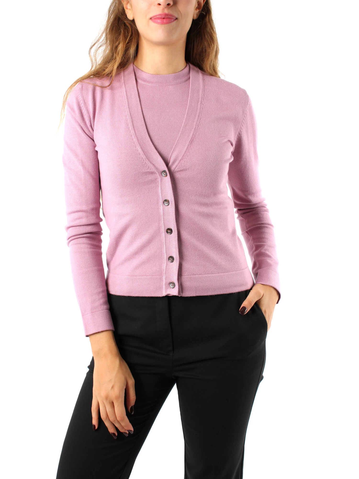 CARDIGAN CON TOP IN MAGLIA DI VISCOSA DONNA MALVA